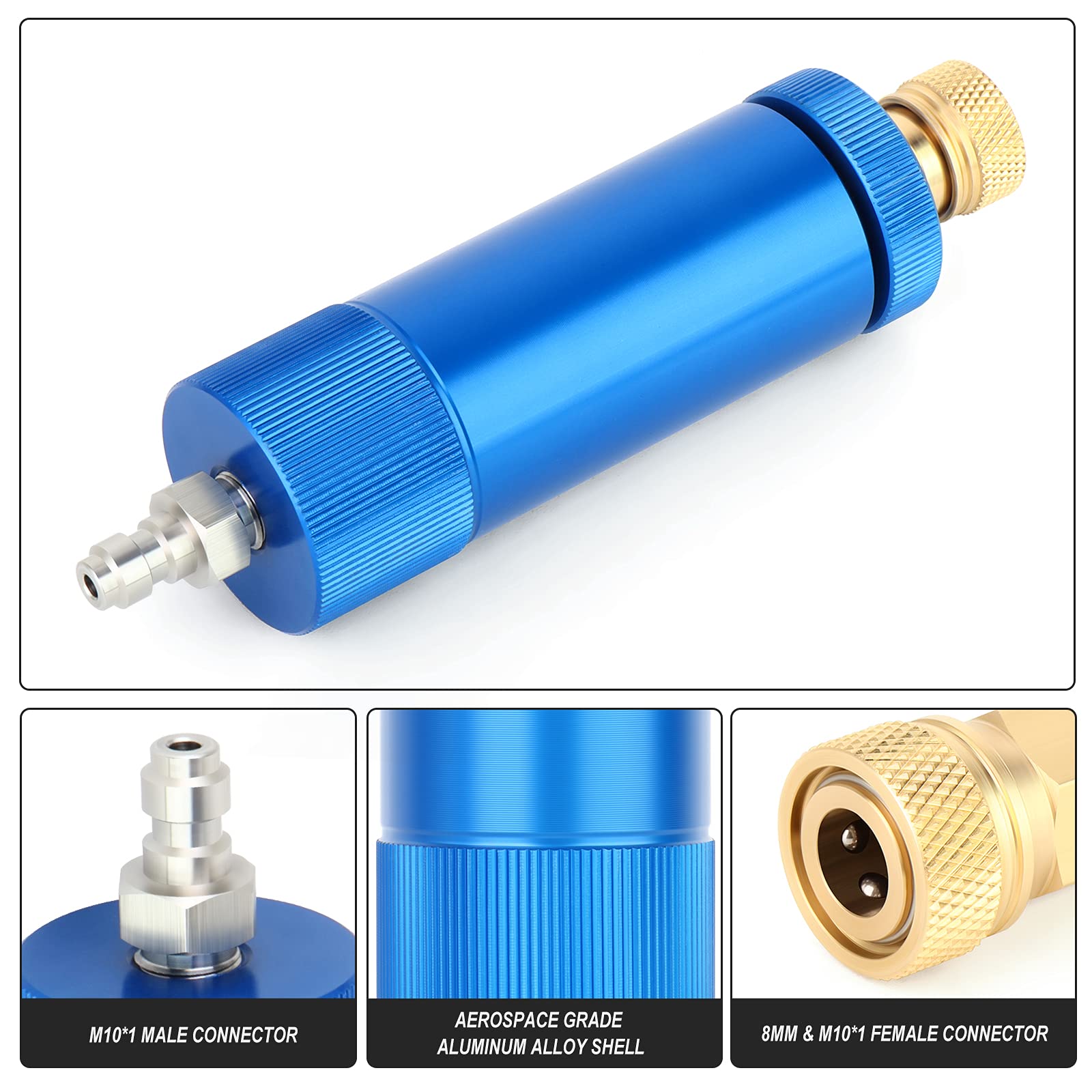 Meanlin Measure 30Mpa Water Oil Separator With 20 Inch Spring Flexible Hose And 8Mm & M10 Fast Connecting Internal Thread Mother