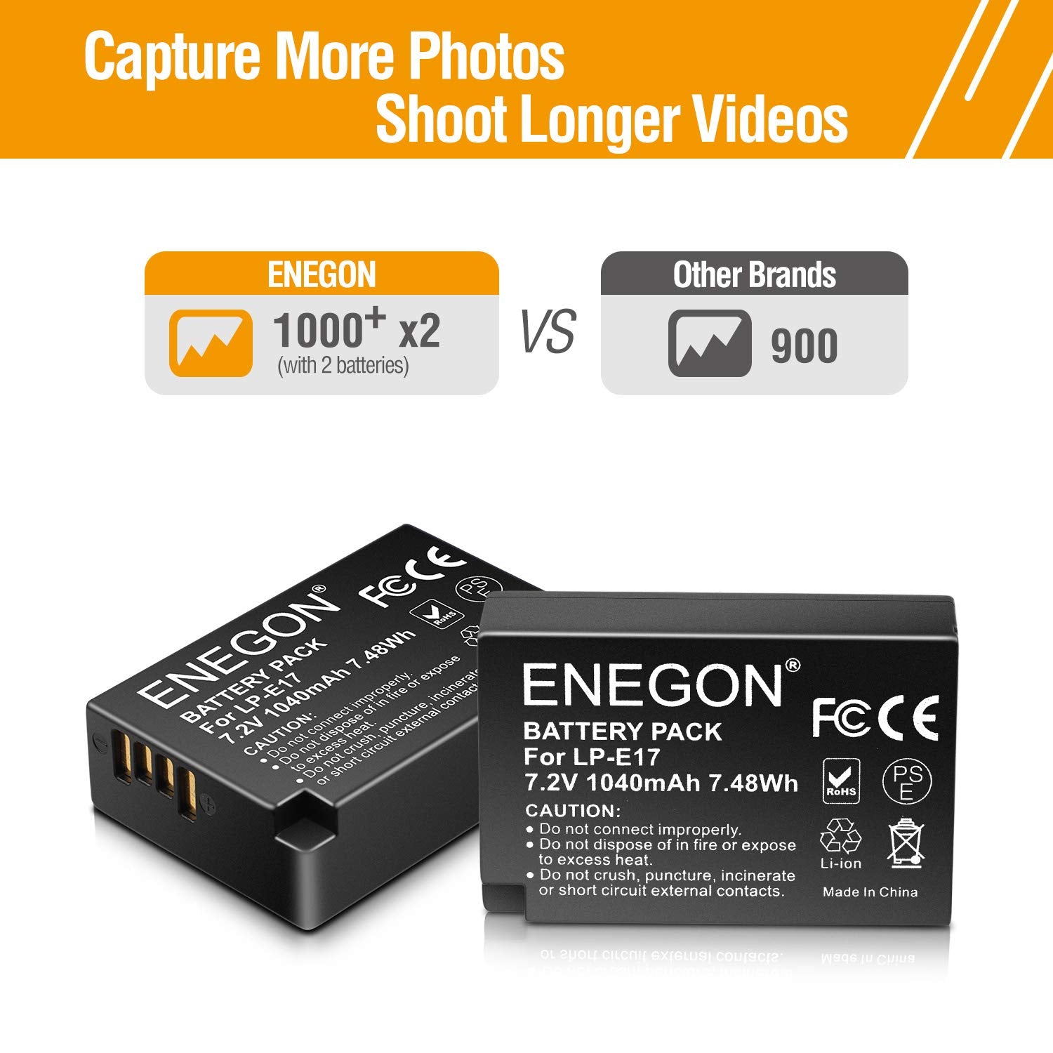 Enegon 2 Pack Lp E17 Camera Battery With Micro Usb Dual Charger For Canon Eos R50 Rp R10 R8,Rebel T8I, T7I, T6I, T6S, Sl2,Sl3,Eo