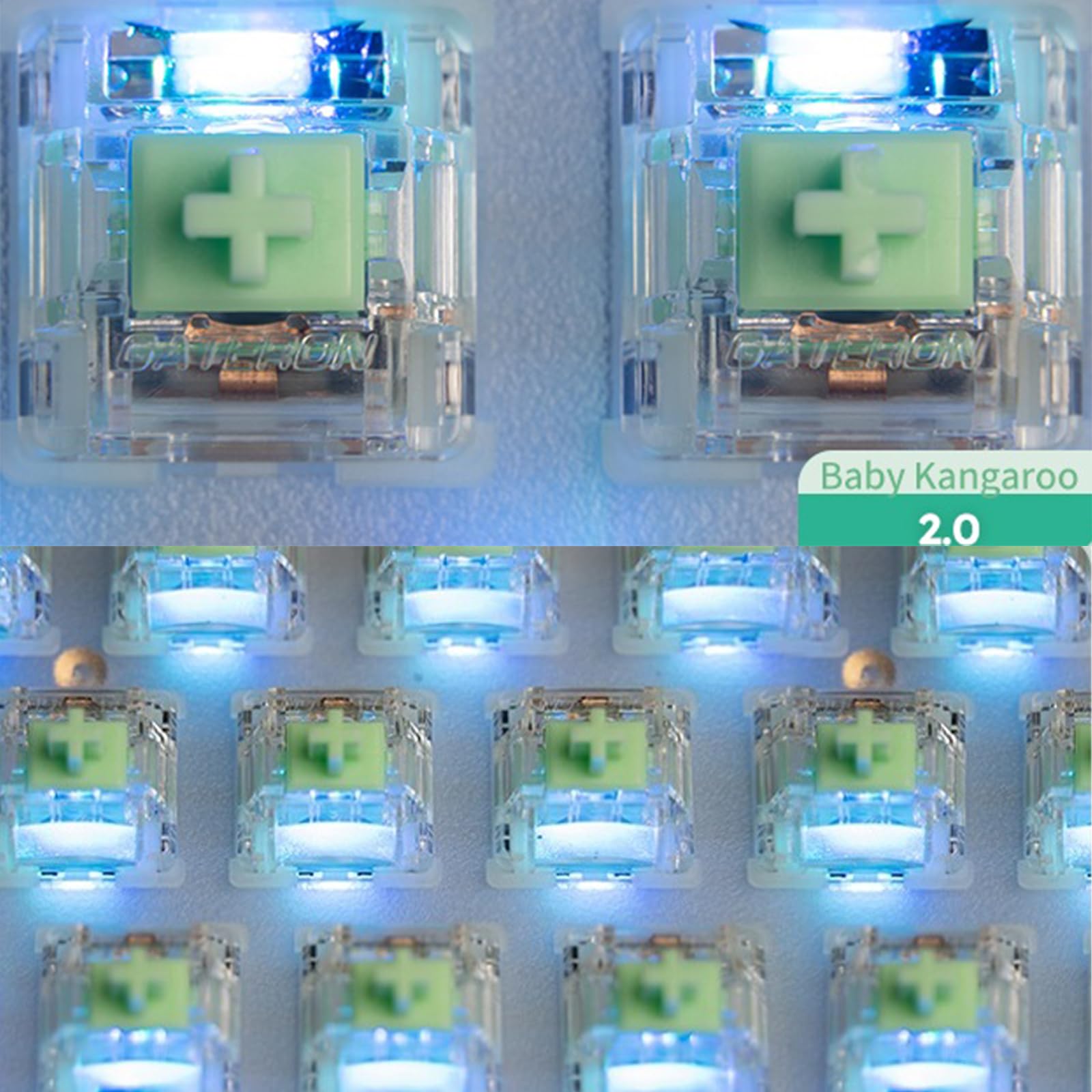Gateron Baby Kangaroo 2.0 Keyboard Switches, Rgb Led Heavy Tactile 5 Pin Factory Pre Lubed 59G Key Switches For Mx Mechanical Ke