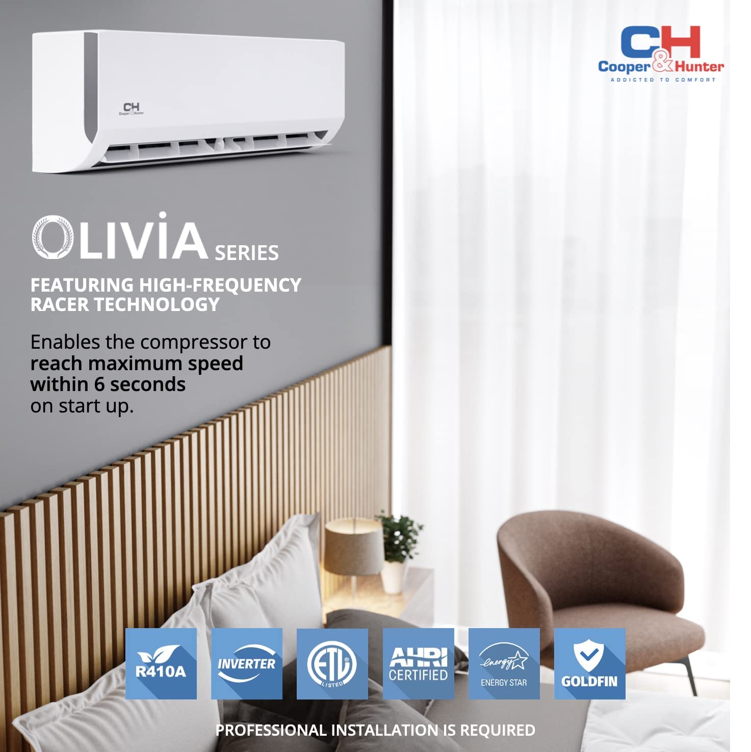 Cooper & Hunter 55,000 Btu Quad 4 Zone 9,000 + 12,000 + 18,000 + 18,000 Btu Ductless Heating And Cooling Mini Split Ductless Air