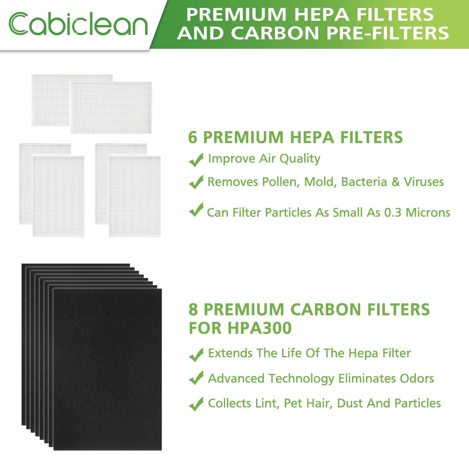 Cabiclean Hepa Filter R Compatible For Hpa300 Honeywell Air Purifier Filters   Honeywell R Filter 6 Pack With 8 Pack Precut Acti