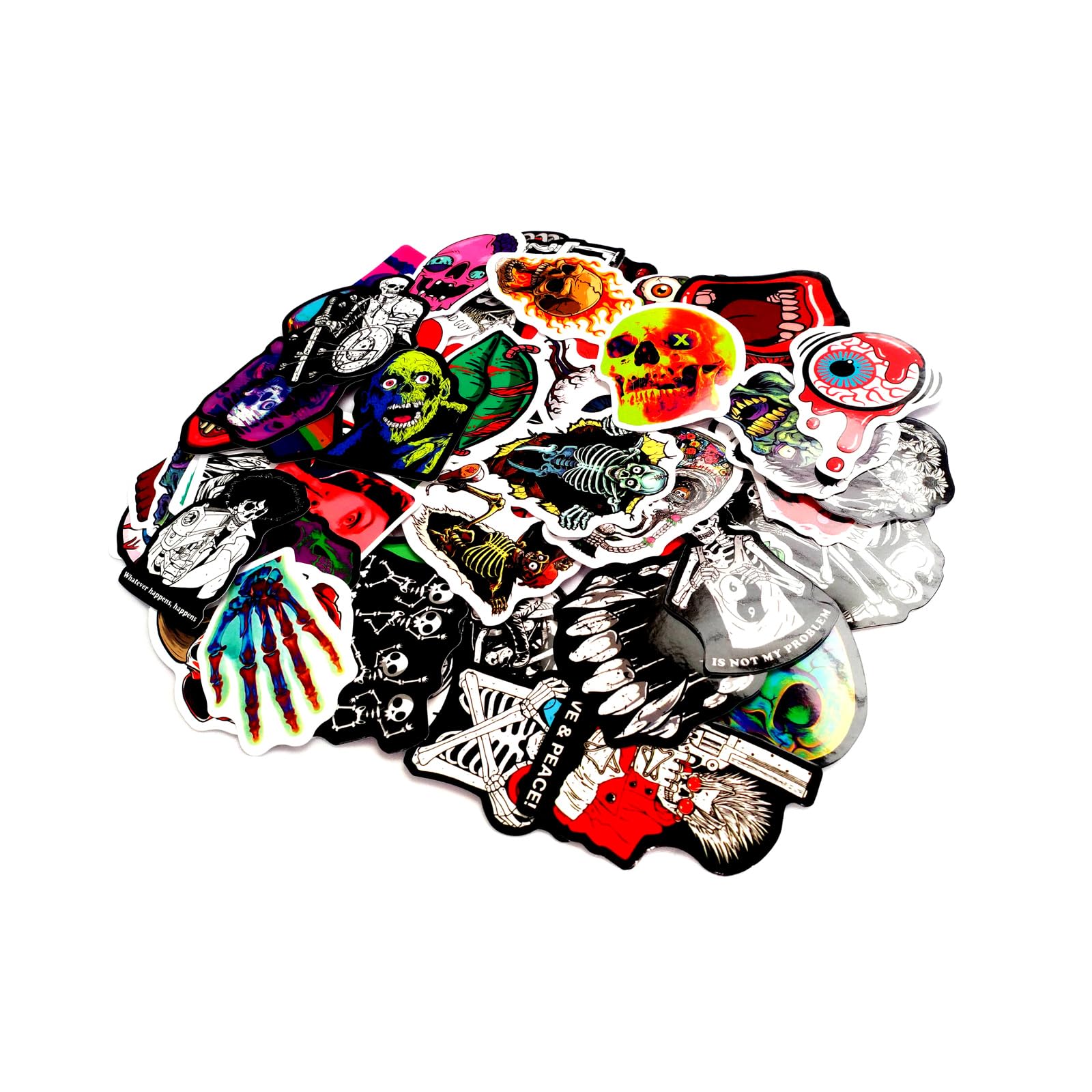 100 Pcs Horror Goth Skull Stickers Pack For Adults, Halloween Scream Stickers