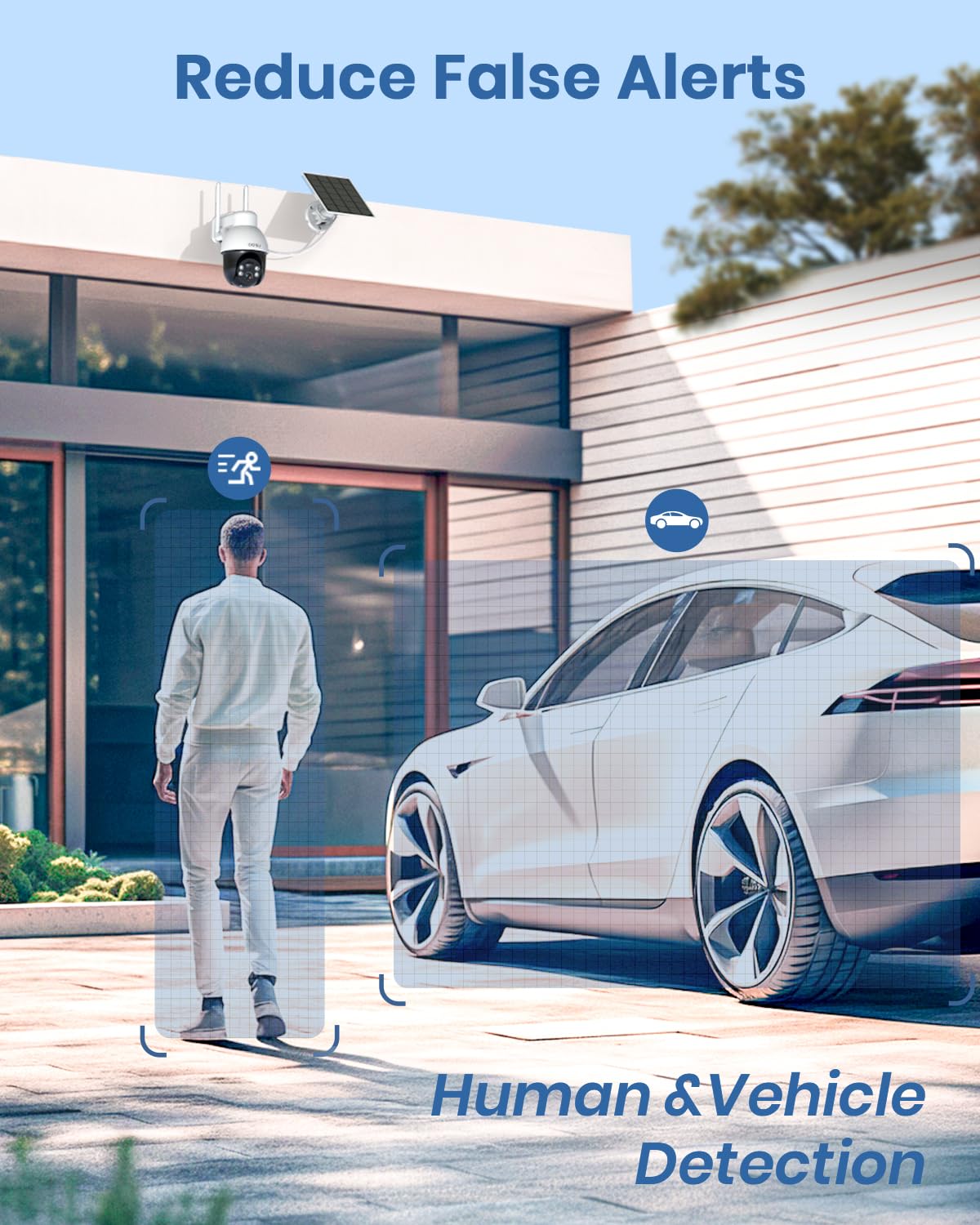 Aosu Solar Security Camera Wireless Outdoor System, 3K/5Mp Battery Powered Wifi Camera For Home Security, Panoramic Ptz, Auto Tracking, Human/Vehicle Detection, Night Vision, Spotlights, 2 Way Talk