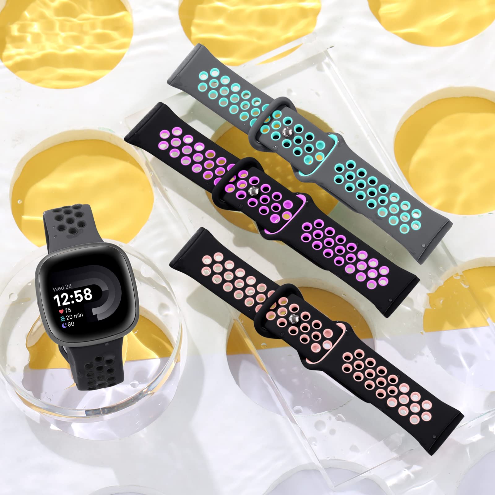 Maledan Cute Sport Band Compatible With Fitbit Versa 3/4 And Sense/Sense 2 - Waterproof Soft Strap Replacement For Smart Watch,