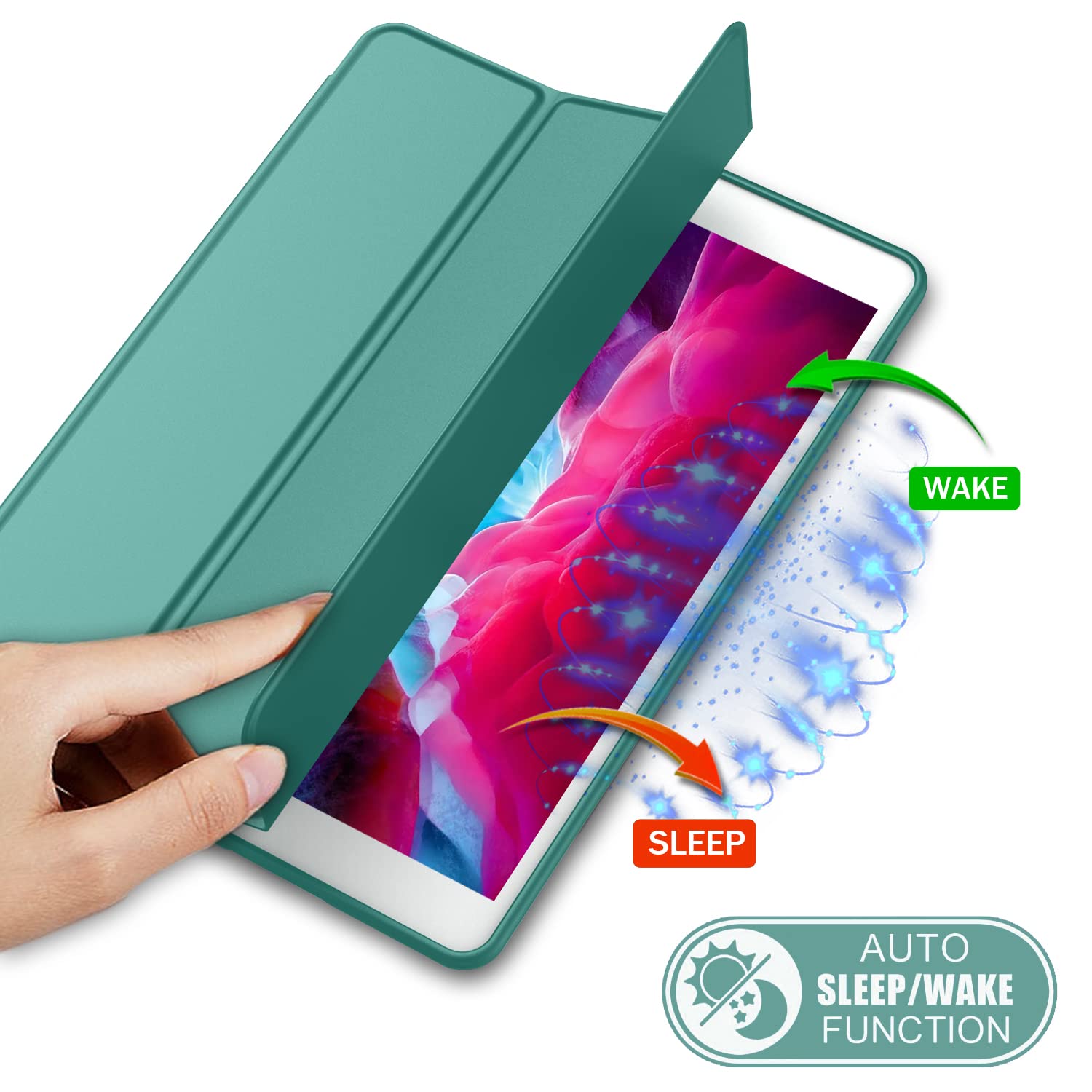 Imieet Ipad 9.7 Case (2018/2017 Model, 6Th/5Th Generation), Smart Cover With Pencil Holder And Soft Baby Skin Silicone Back And Full Body Protection, Auto Wake/Sleep Cover (Forest Green)
