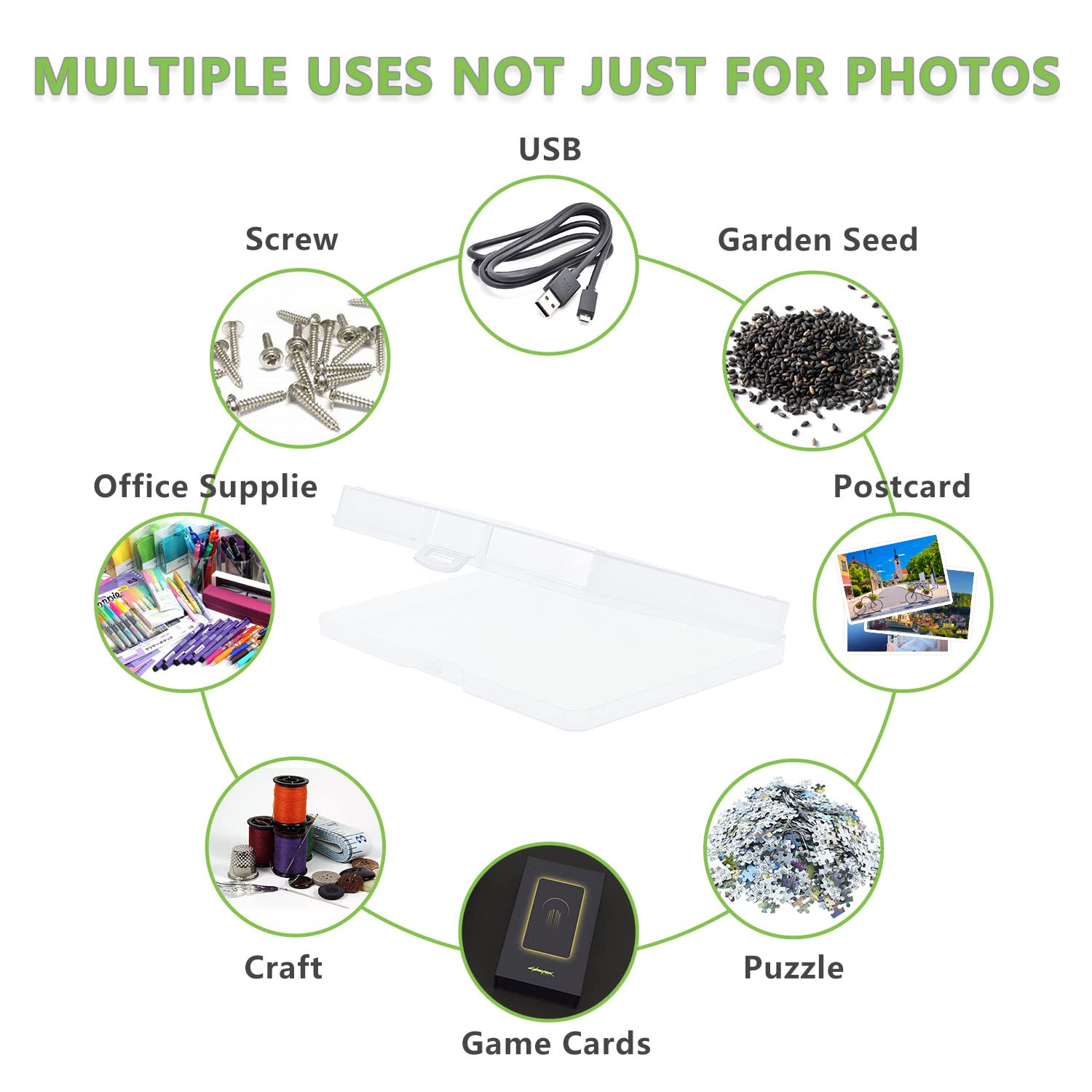 Idekooror Photo Storage Box 5'' X 7'', 18 Inner Extra Large Photo Case Photo Organizer Acid Free Photo Boxes Storage, Plastic Cr