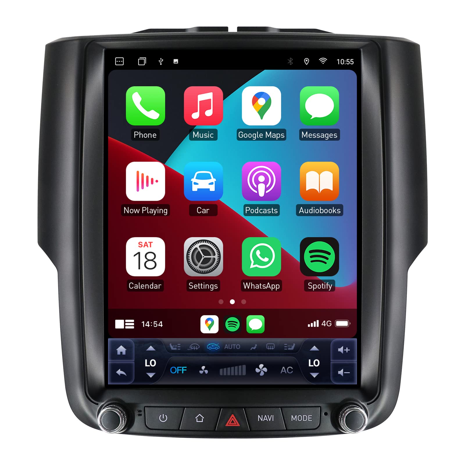 For Dodge Ram 1500 2500 3500 2013 2018 ?Only For Auto A/C? Car Radio10.4 Inch T Style Stereo Android 12 Gps Navigation Wireless 