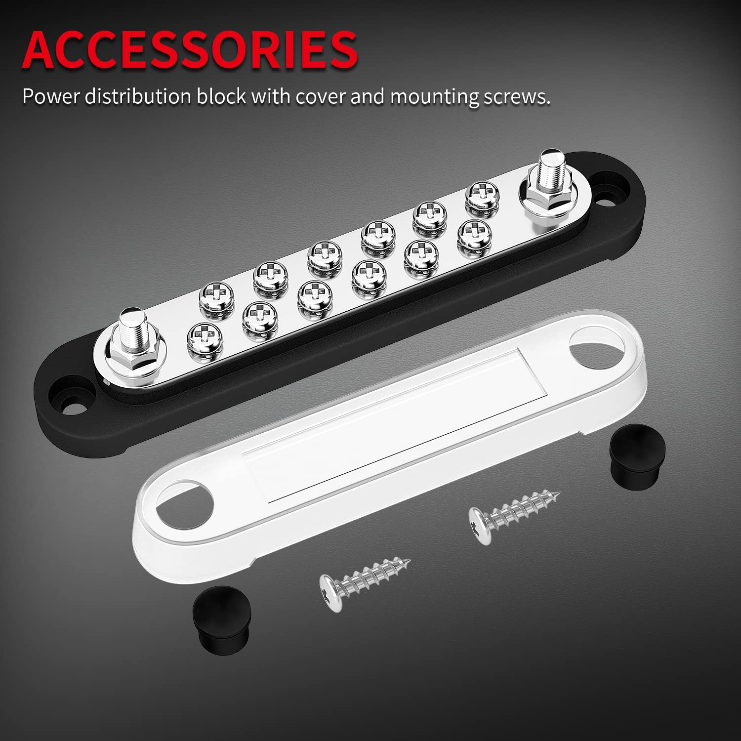 Daiertek 12V Power Distribution Block 2 X 1/4'' (M6) Terminal Studs 12 X M4 (#8) Terminal Screws Battery Bus Bar Terminal Block