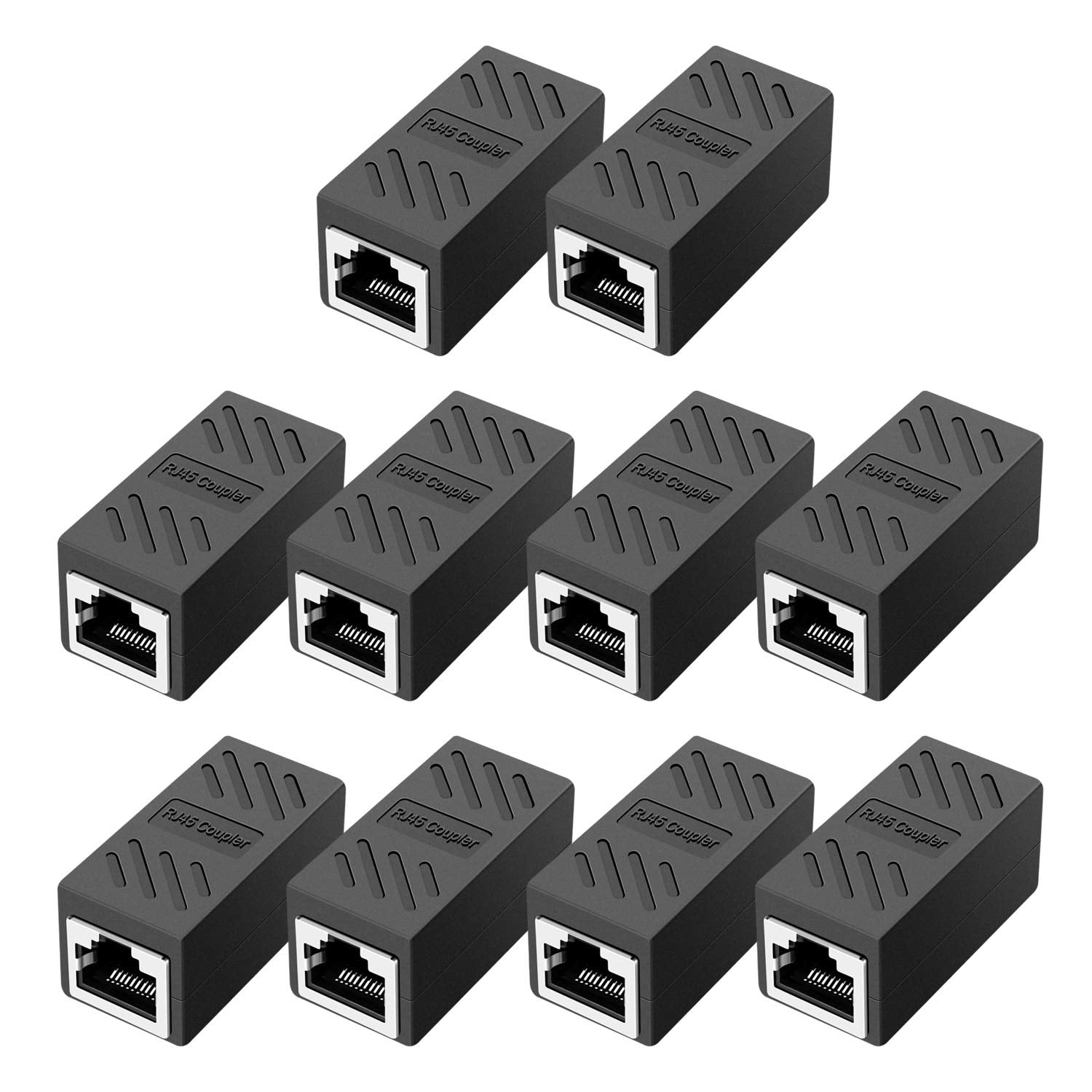 Zuzong Rj45 Coupler, In Line Coupler Ethernet Coupler Cat8/ Cat7/ Cat6/ Cat5E/ Cat5 Ethernet Cable Extender Adapter Female To Female (10 Pack Black)