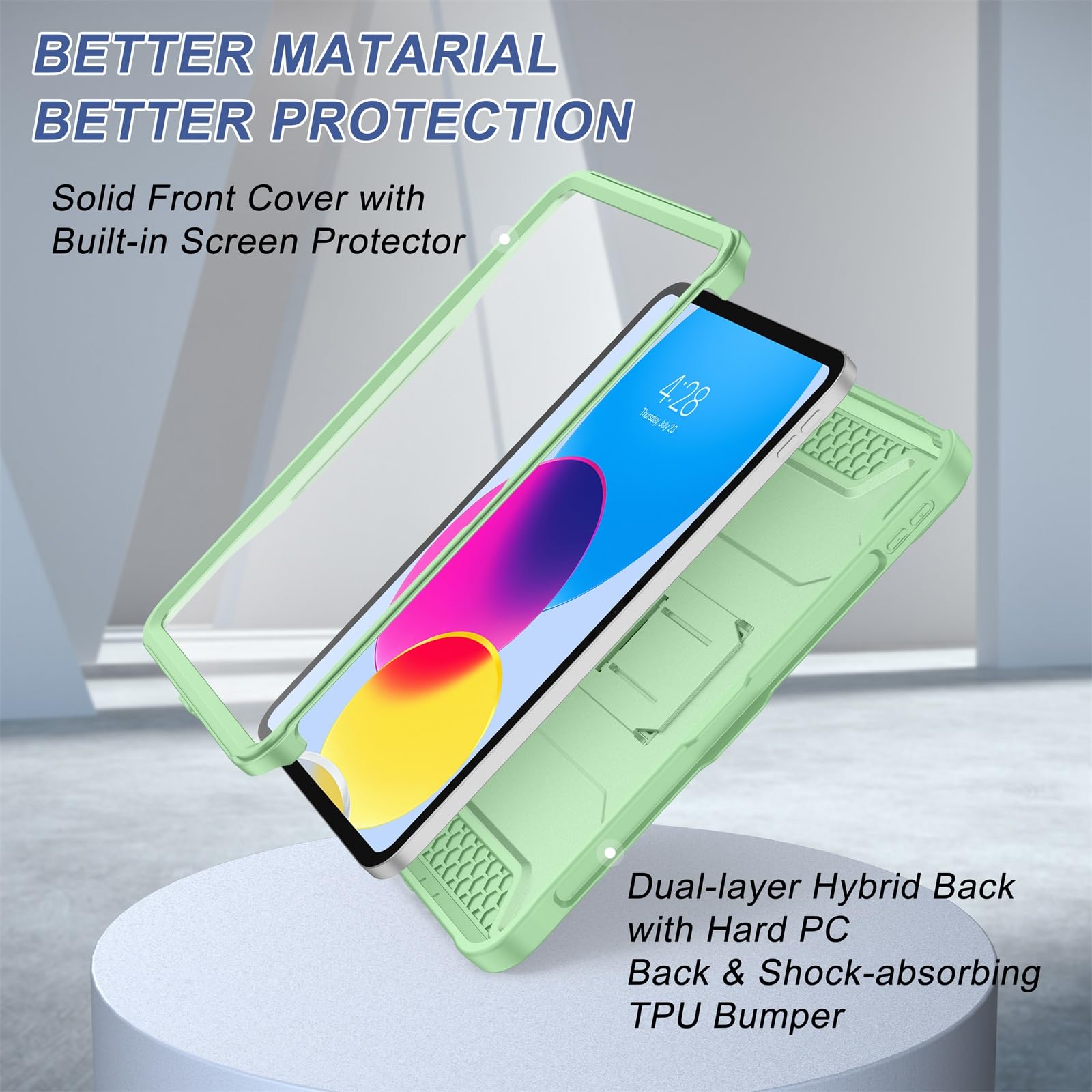 Soke Case For Ipad 10Th Generation 10.9 Inch 2022, With Built In Screen Protector And Kickstand, Rugged Full Body Protective Cov