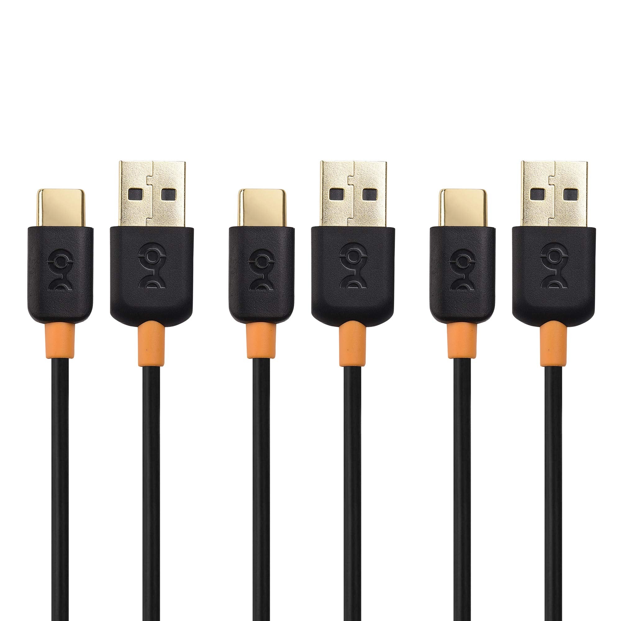 Cable Matters 3 Pack USB to USB C Charging Cable 6.6 ft with 3A Fast Charging in Black for iPhone 16/15, Samsung Galaxy S23 Ultra, S23, S22, Note 20, LG G8, Google Pixel 7a, iPad Pro, Nintendo Switch