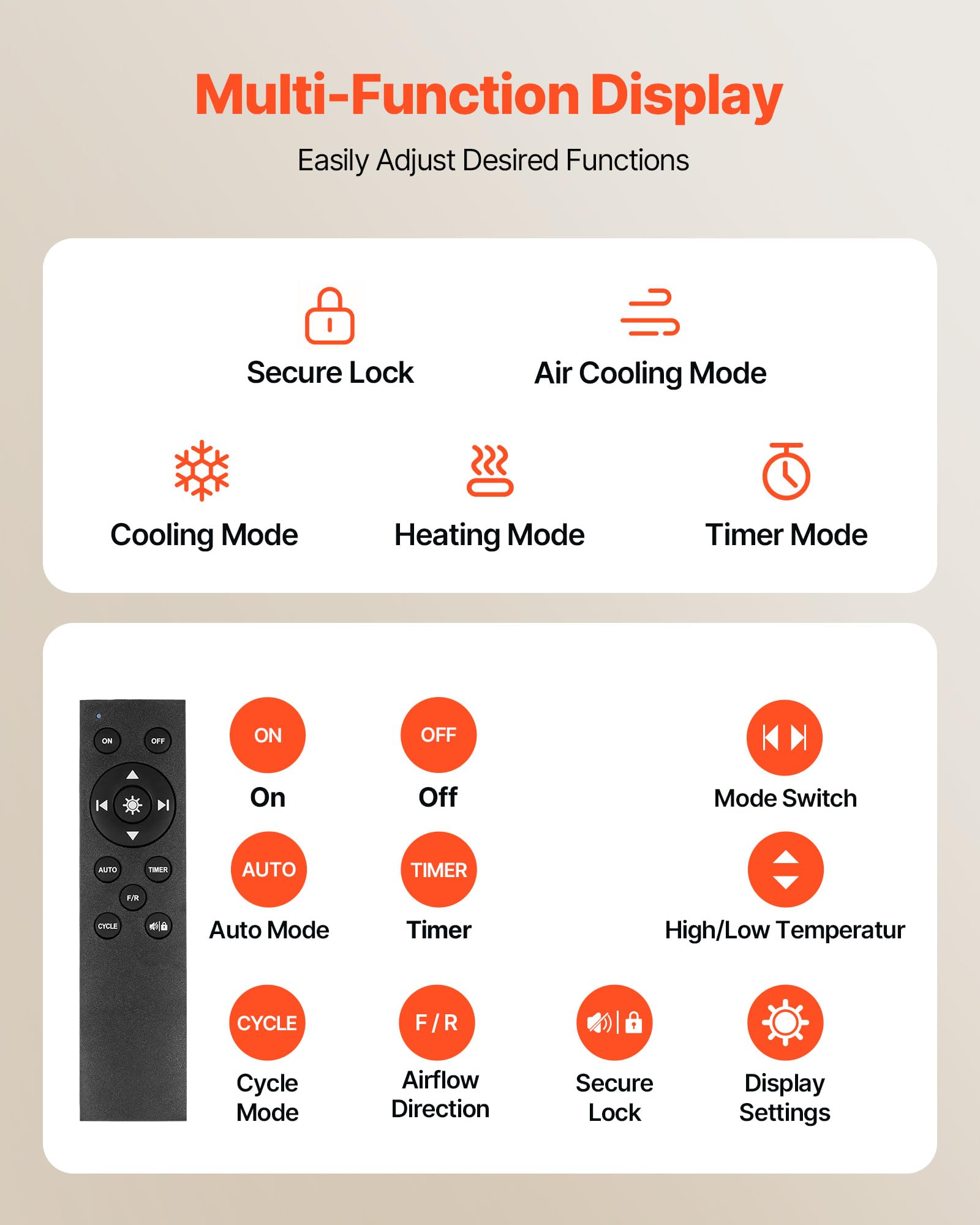 Vevor Room To Room Fan, Two-Way Airflow Through-The-Wall Fan 8 With Remote, Temperature Control, 305 Cfm 10-Speed Ventilation Qu