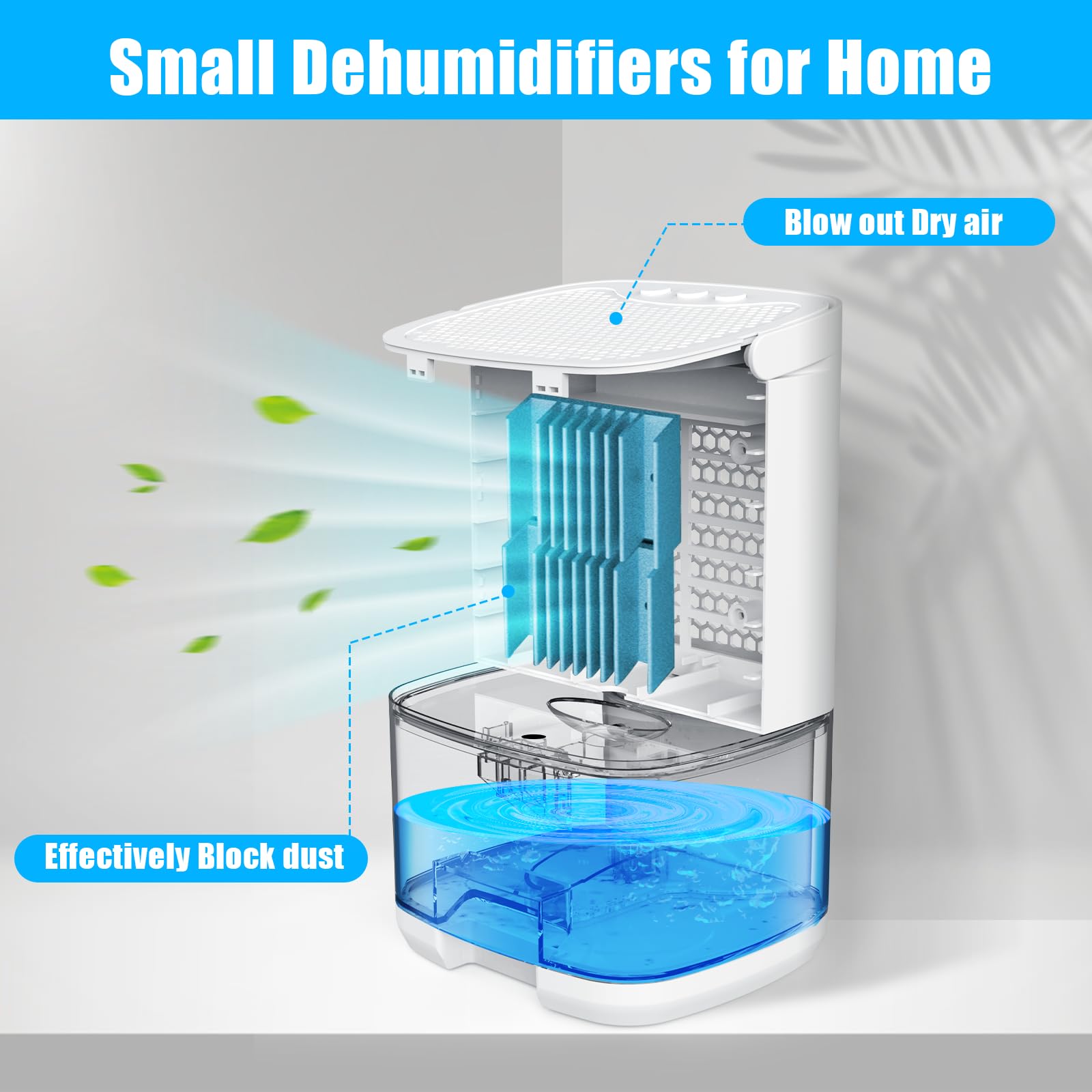 Dehumidifiers For Home 35Oz Small Dehumidifier For Bedroom 2500 Cubic Feet(350Sq Ft) With 7 Led Lights, Ultra Quiet & Auto Shut