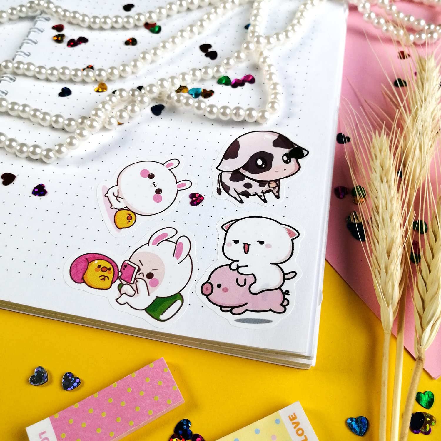 Bulbacraft Kawaii Animal Stickers   Cute Animal Stickers For Water Bottles   Cartoon Animal Stickers   Cute Japanese Kawaii Stic