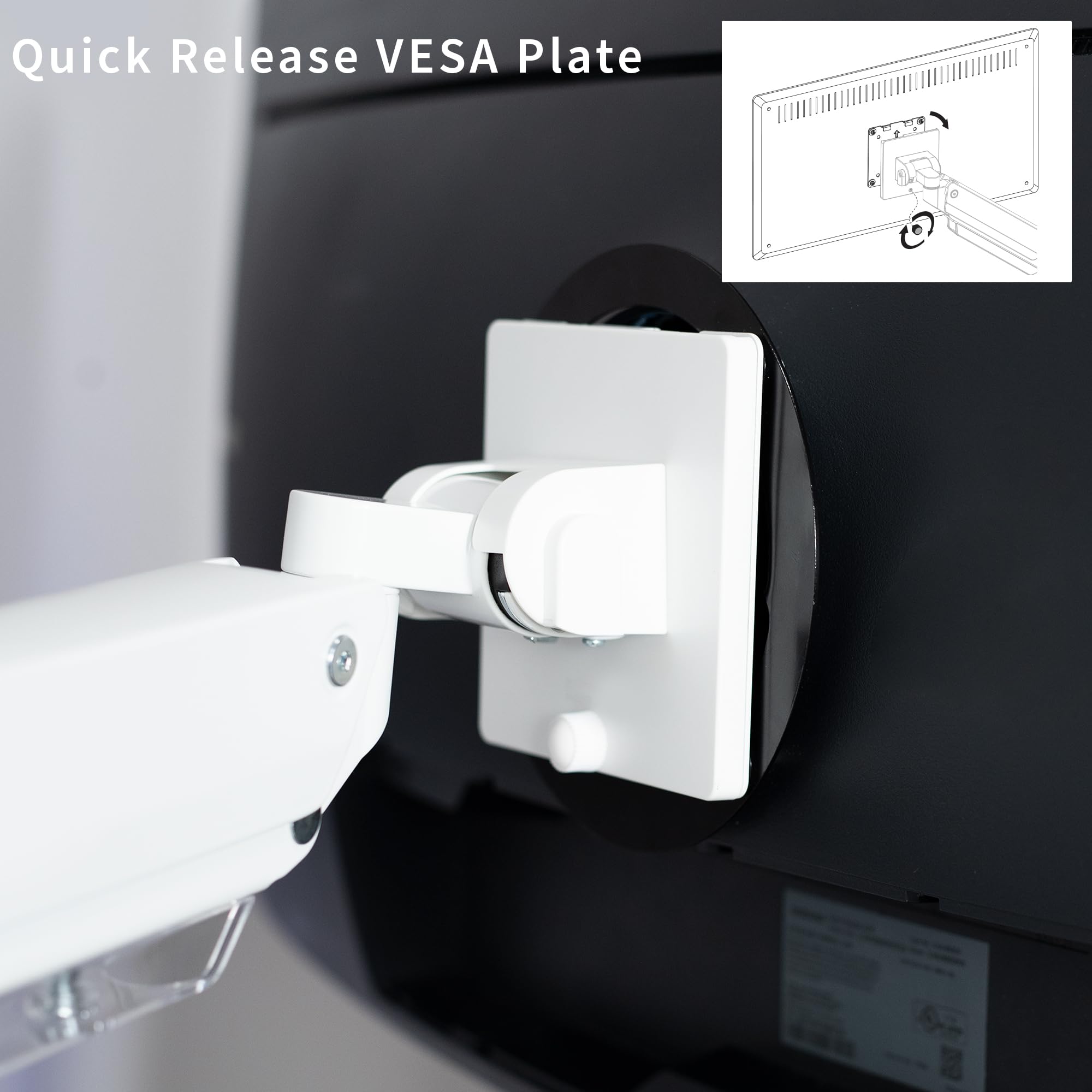 VIVO Premium Aluminum Heavy Duty Monitor Arm for Ultrawide Screens up to 49 inches and 44 lbs, Single Wall Mount, Pneumatic Height, Max VESA 100x100, White, MOUNT V101G1W