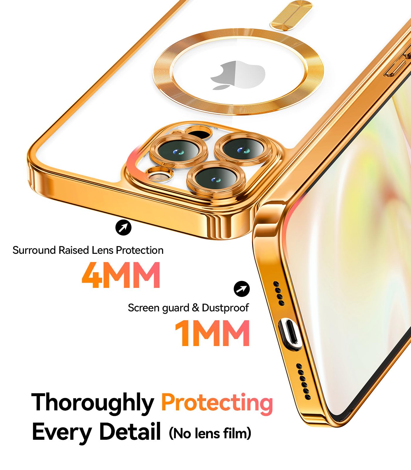 Meifigno Candy Mag Series Case Designed For Iphone 13 Pro Max, [Compatible With Magsafe][Glitter Card & Wrist Strap] Full Camera