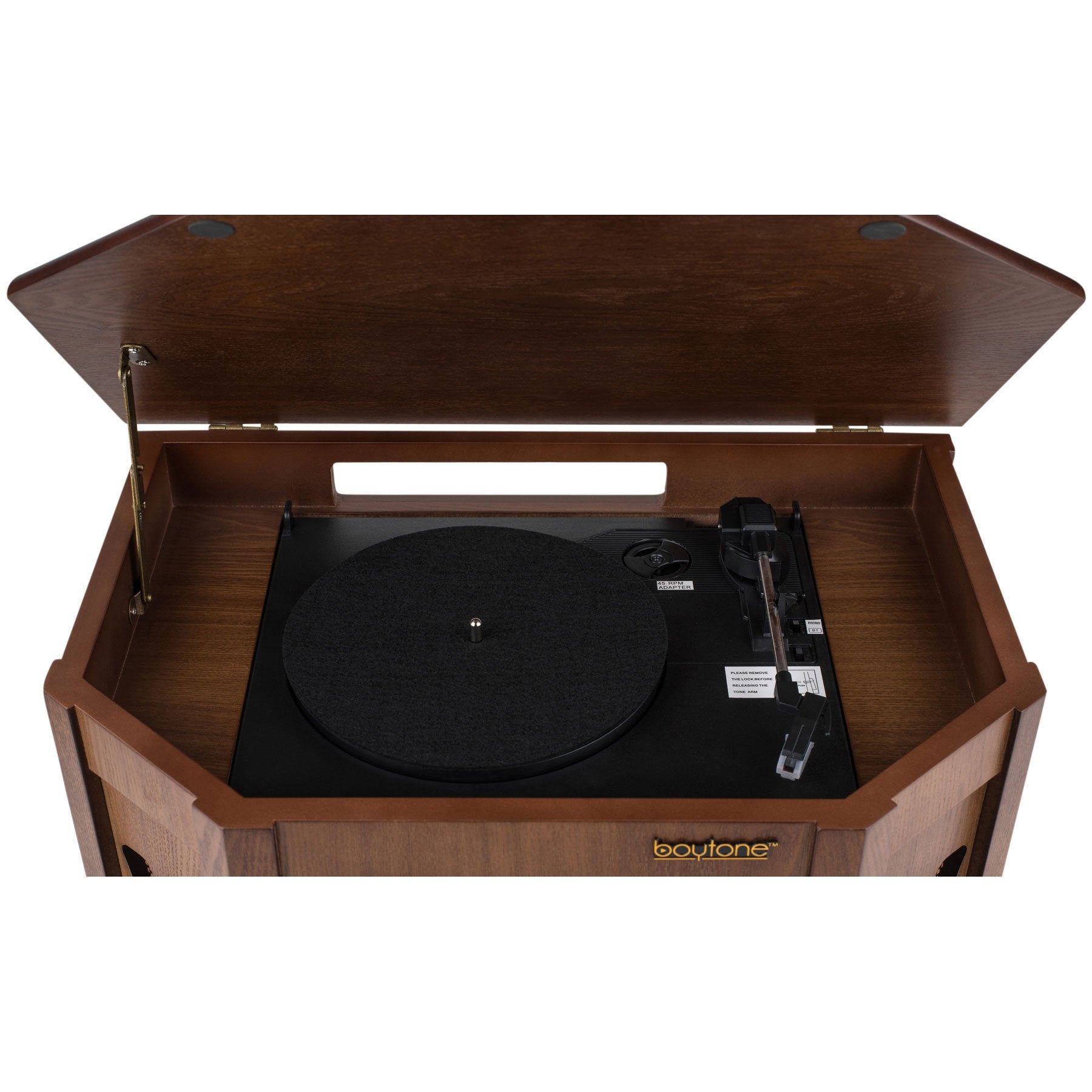 Boytone Bt 25Mb 8 In 1 Natural Wood Classic Turntable Stereo System With Bluetooth Connection, Vinyl Record Player, Am/Fm, Cd, Cassette, Usb, Sd Slot. 2 Built In Speakers, Remote Control, Mp3 Player