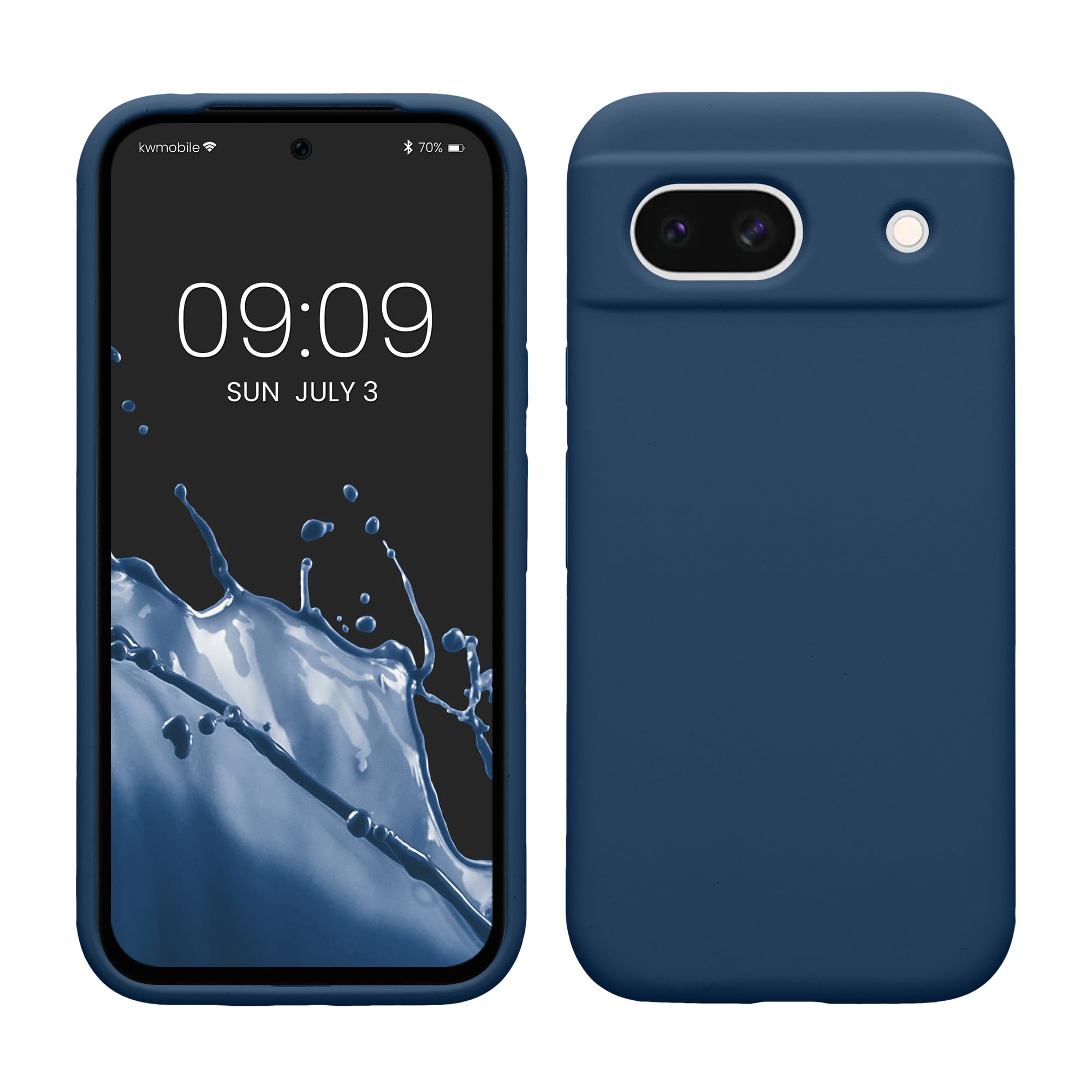 kwmobile Case Compatible with Google Pixel 8a Case - TPU Silicone Phone Cover with Soft Finish - Navy Blue