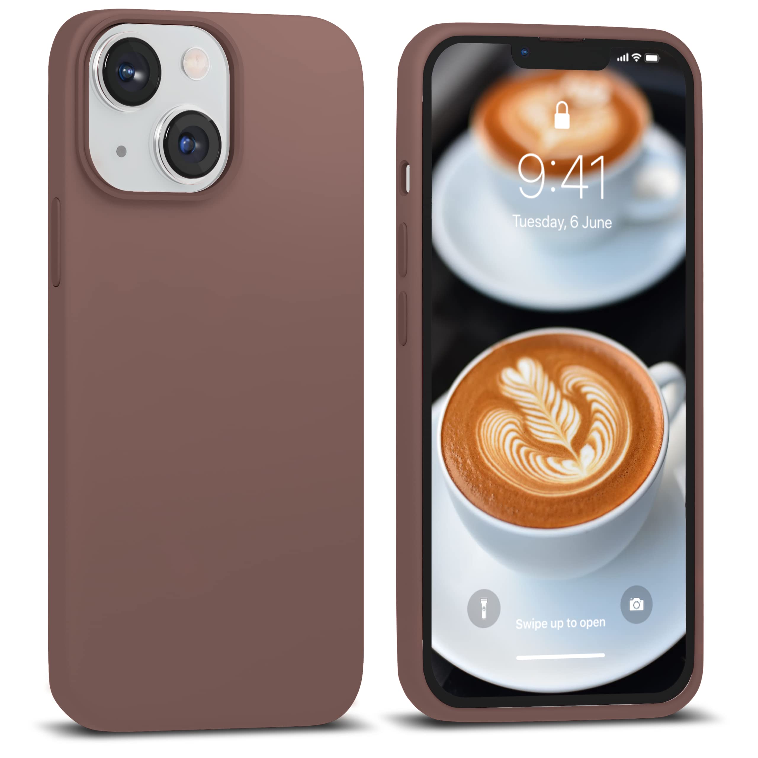 Icesword Iphone 13 Mini Case Coffee, Silicone Phone Cases Cover Ultra, Slim Soft Gel Fit Shockproof Protective [Soft Anti Scratc