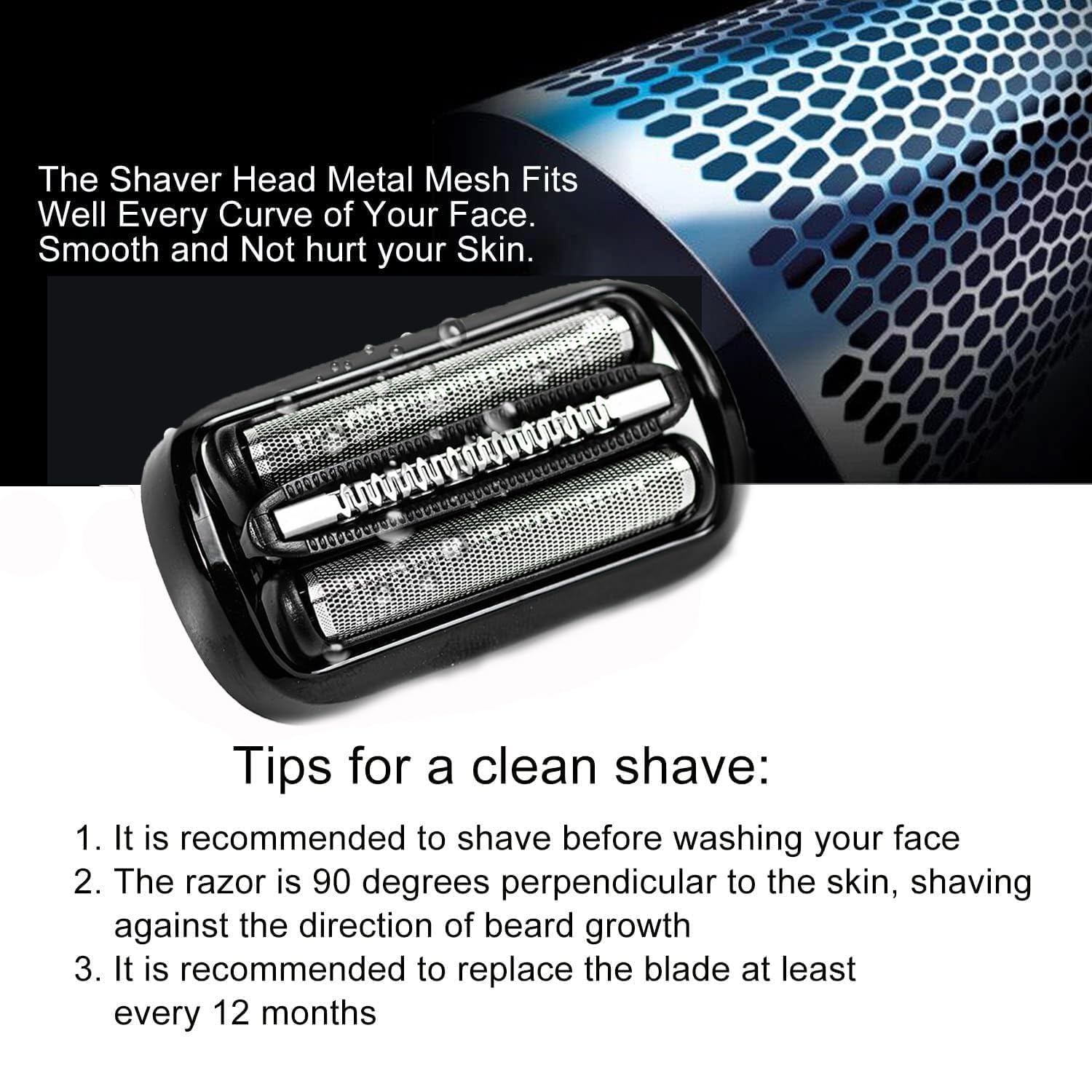 53B Series 5 Replacement Shaver Head Compatible With Braun S5 Replacement Head,53B Blades For Braun Series 5/Series 6 Electric R