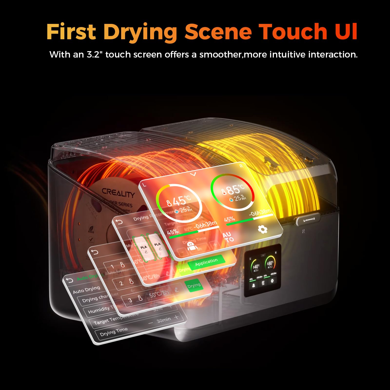 Creality 4-Spool Filament Dryer Box, Spacepi X4 3D Printer Filament Storage Box, Dual Independent Heating Chambers, Rapid Heatin