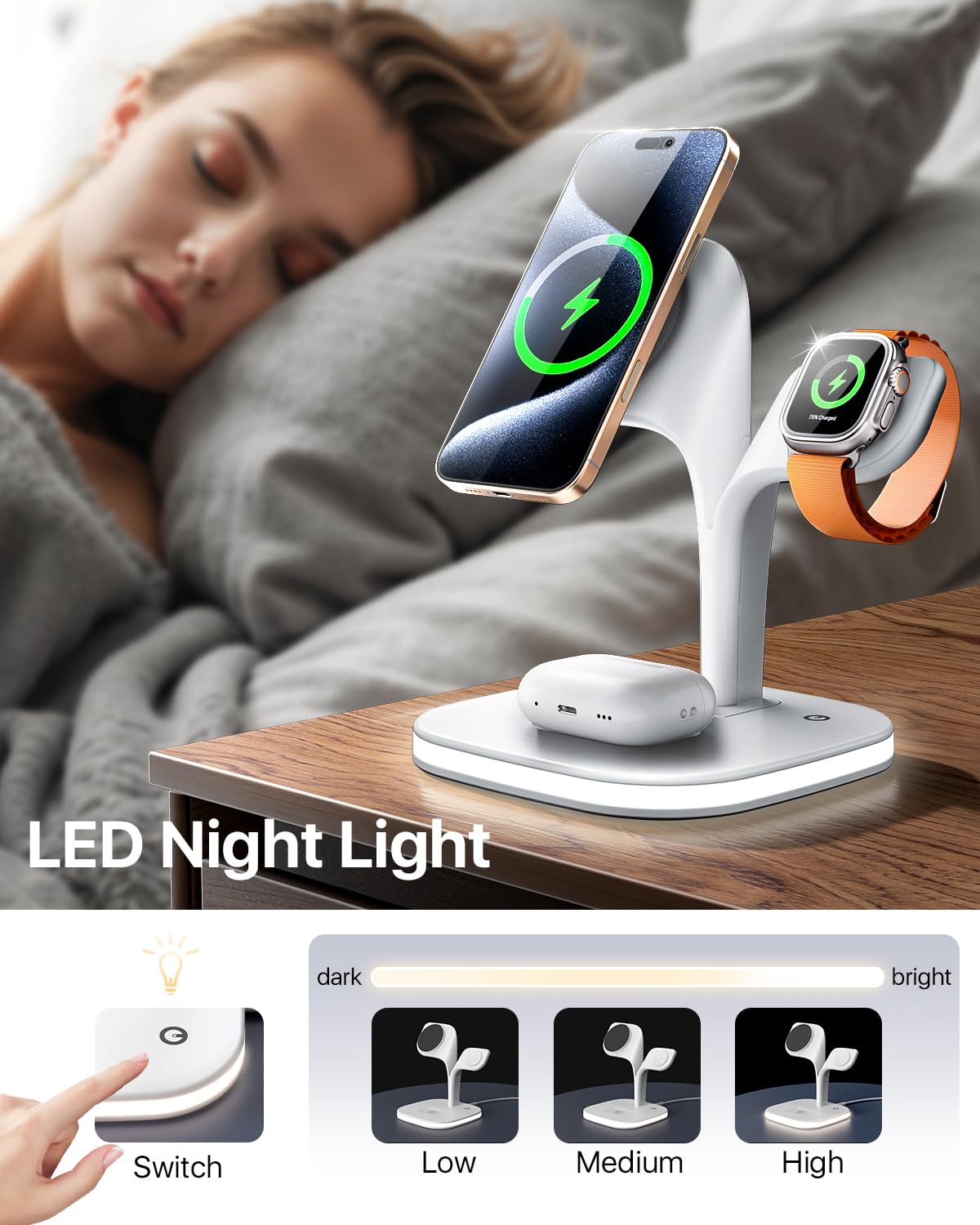 Exw For Magsafe Charger Stand,Charging Station For Multiple Devices,Wireless Charger For Iphone 15/14/13/12 Series,Apple Watch S