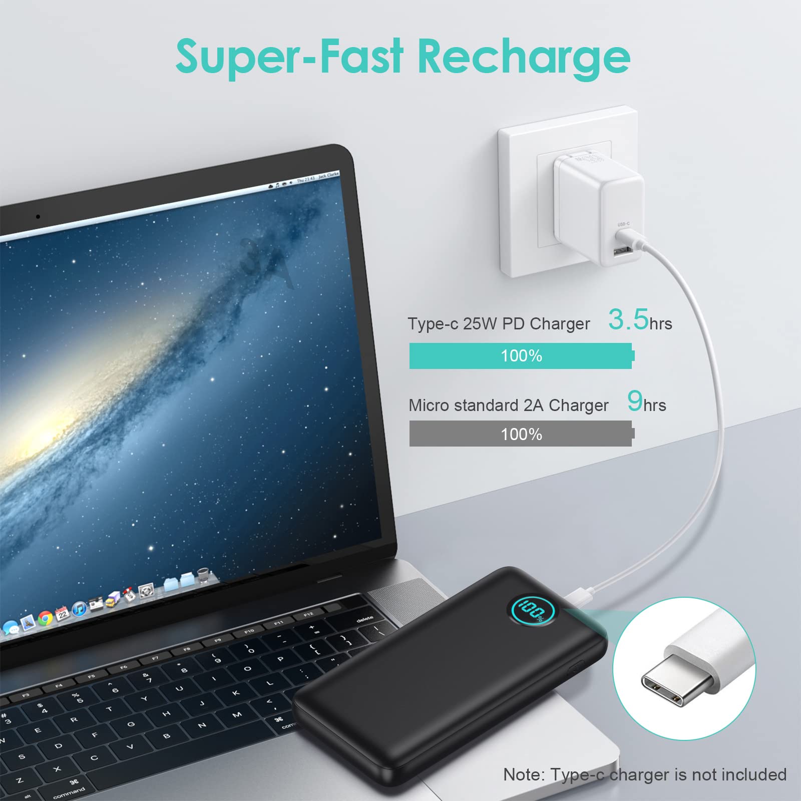 Portable Charger Power Bank 30,800Mah Lcd Display Power Bank,25W Pd Fast Charging +Qc 4.0 Quick Phone Charging Power Bank Tri-Ou