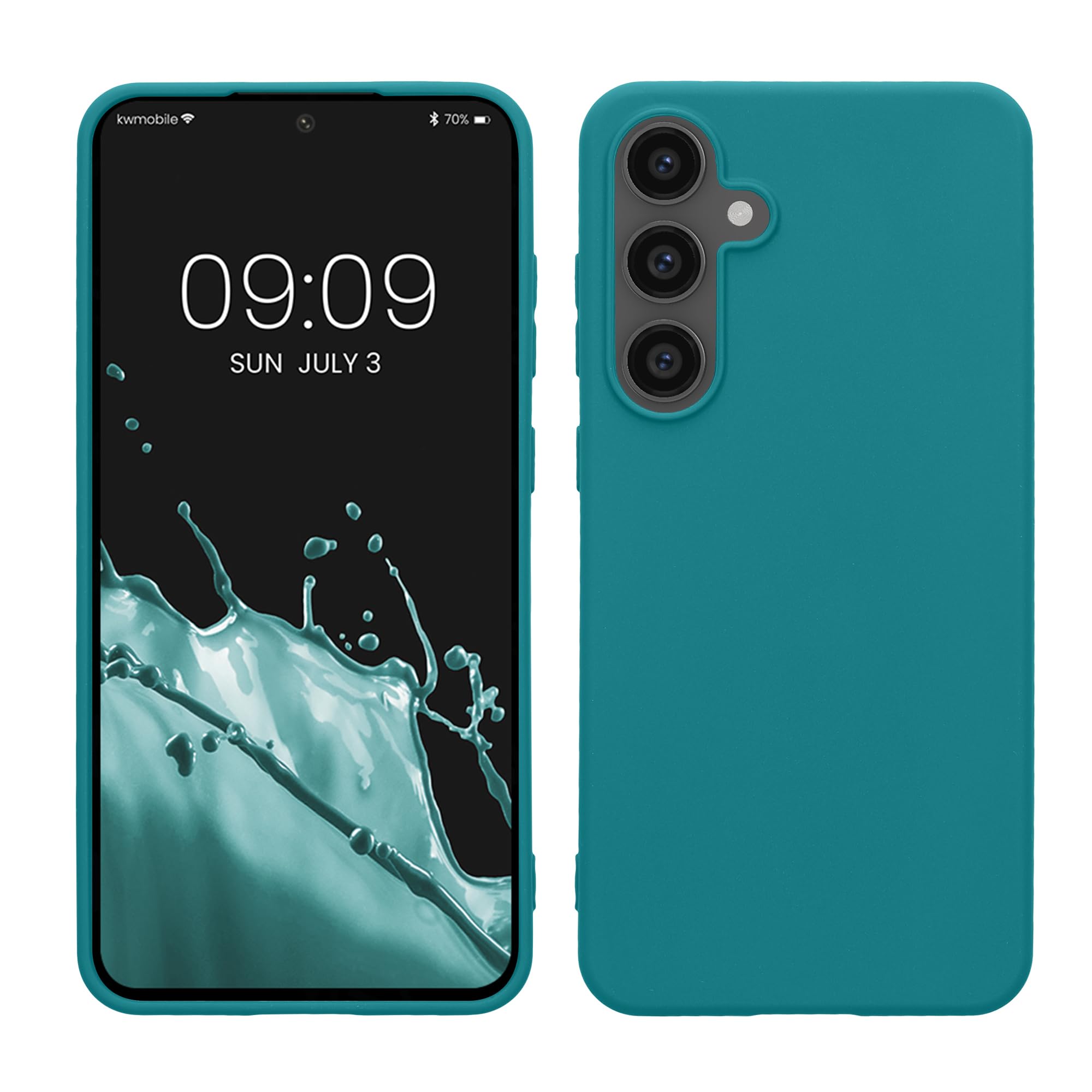 kwmobile Case Compatible with Samsung Galaxy S24 FE Case - Soft Slim Protective TPU Silicone Cover - Teal Matte