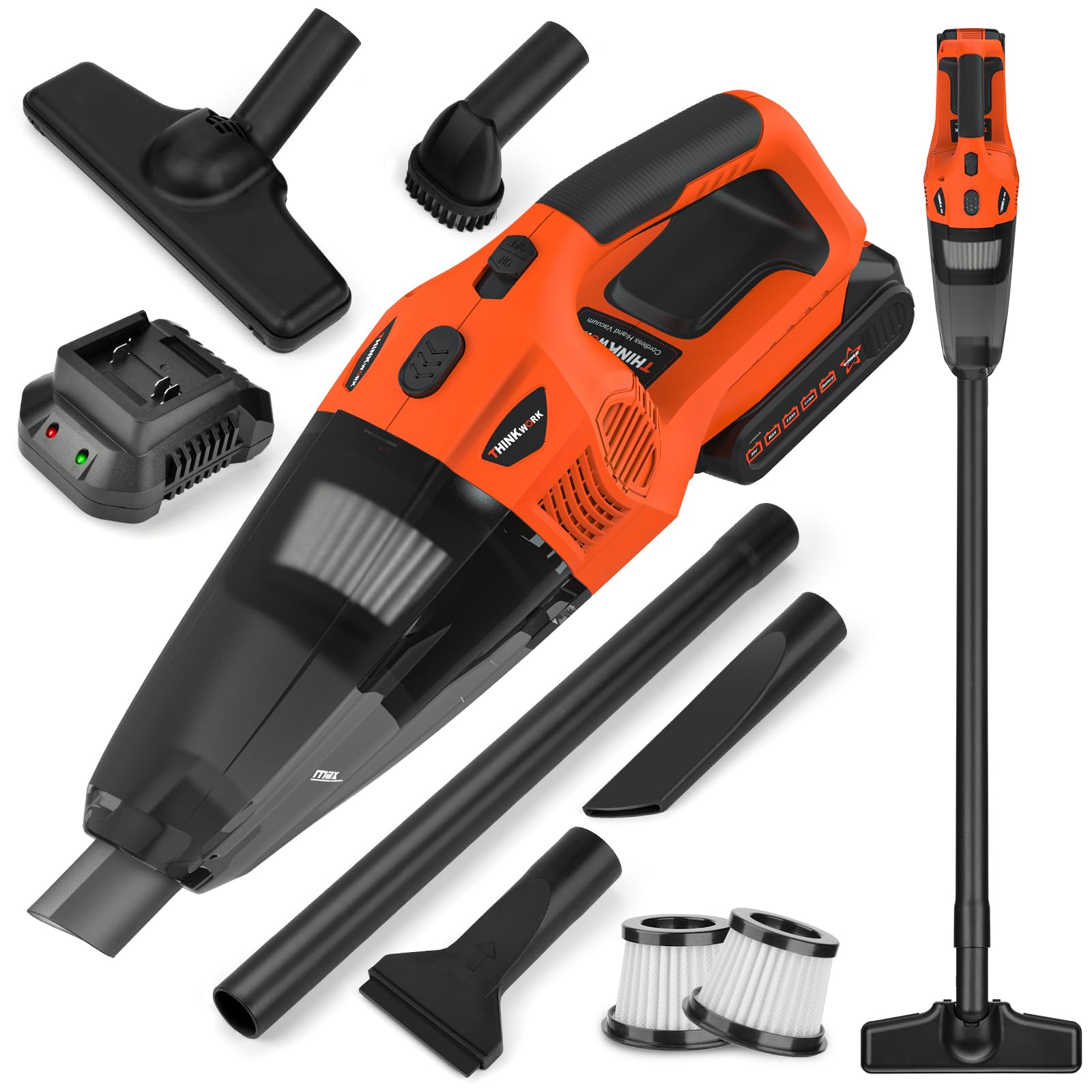 THINKWORK Handheld Vacuum Cordless 20V with Battery, Strong Suction Powerful Handheld Vacuum Cordless 150W Motor, Portable Shop 