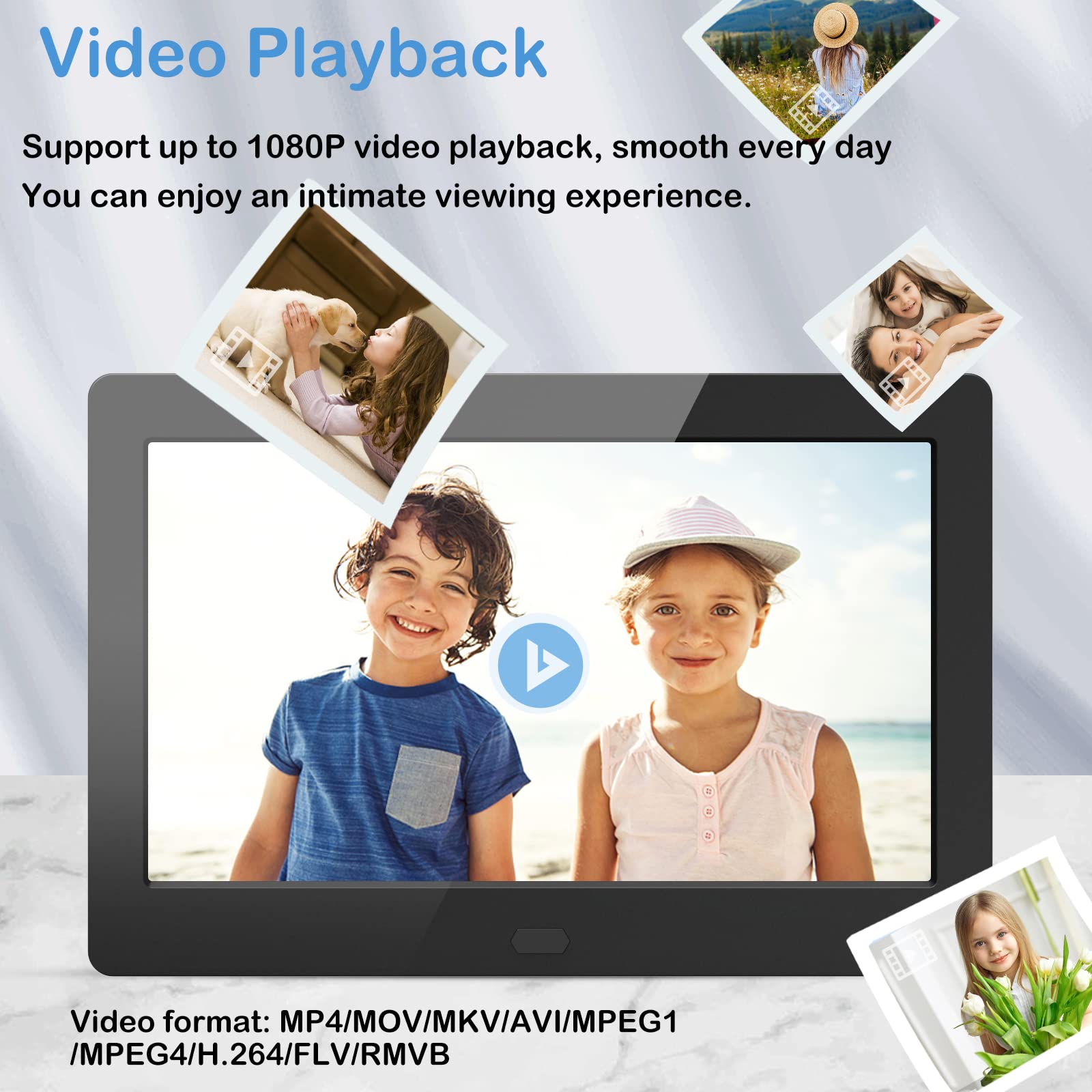 Atatat Digital Picture Frame With High Resolution 1280X800 16:9 Ips Screen/1080P 720P Video Player/Stereo/Mp3/Auto Rotate/Calend