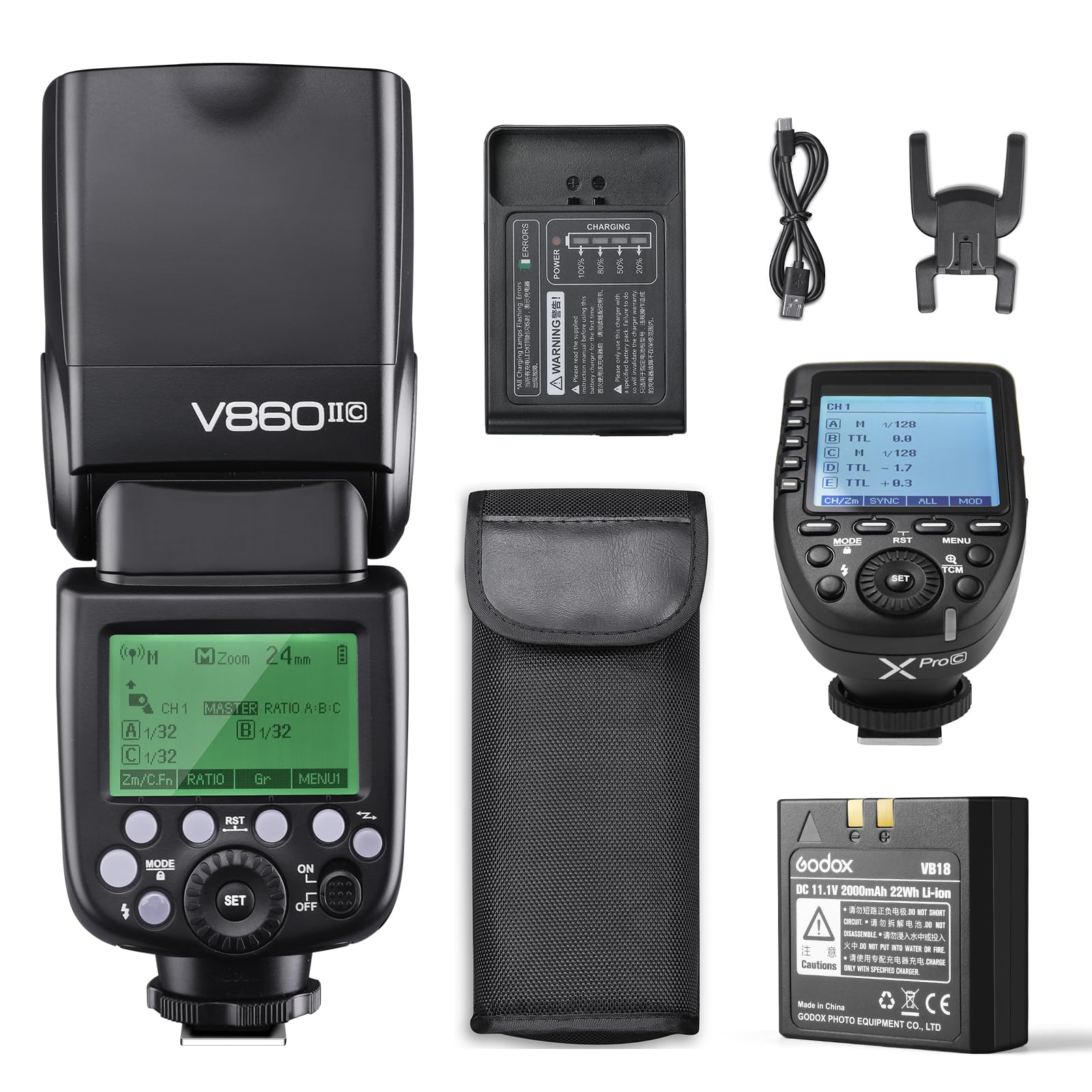 Godox V860II-C E-TTL II 2.4G High Speed Sync 1/8000s GN60 Li-ion Battery Camera Flash Speedlite Light Compatible for Canon Camer