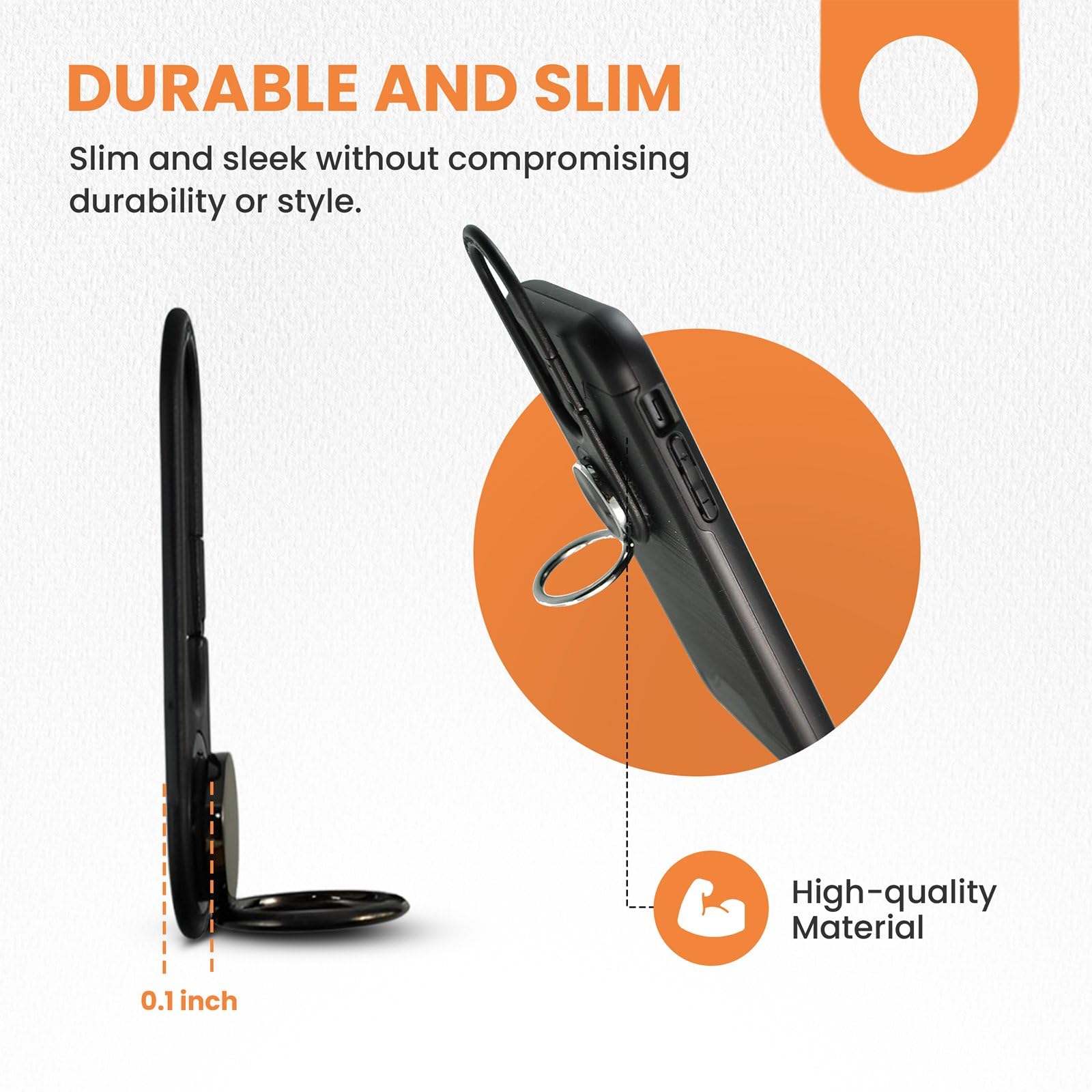 Cliphanger Pivit With Black Kickstand Holder & Grip For Hand - Finger Loop For Phone Case - Secure Phone Accessories For Texting