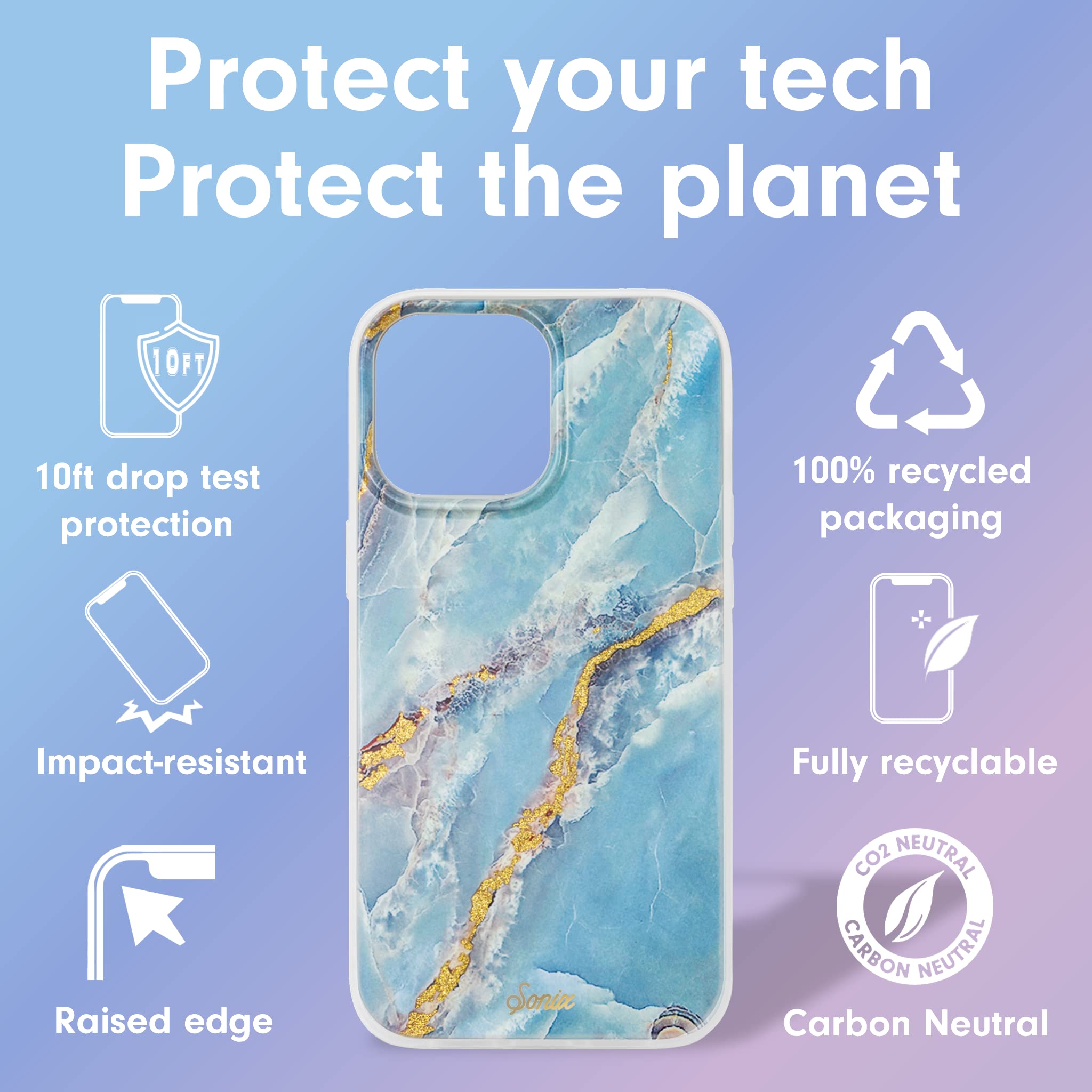 Sonix Case For Iphone 14 Pro Max | Compatible With Magsafe | 10Ft Drop Tested | Ice Blue Marble
