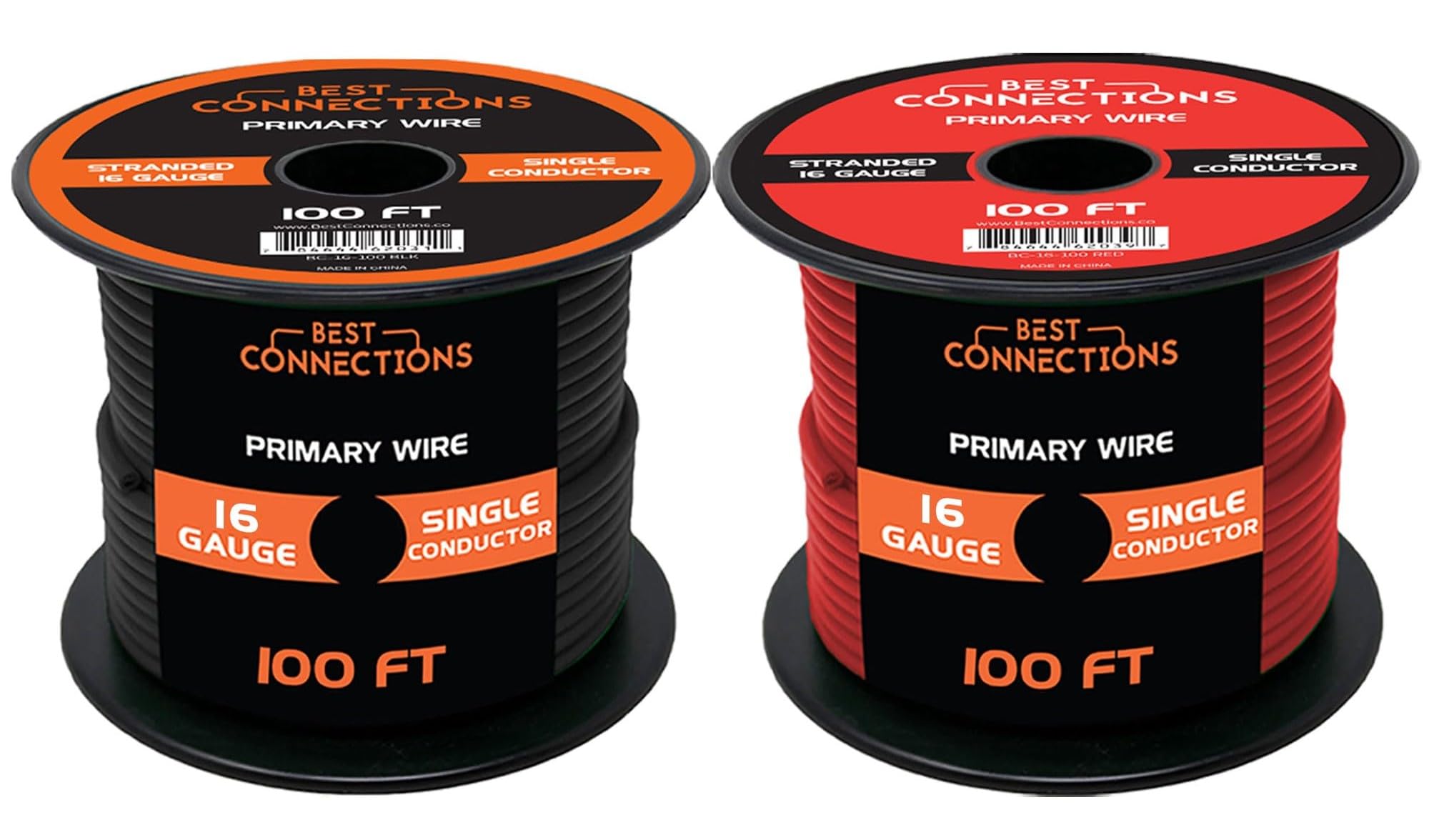 Best Connections 16 Gauge Automotive Primary Wire (Various Color/Size Options) Durable Primary/Remote Power/Ground Electrical Wiring For Automotive Speaker Lighting Circuits (100 Feet, 7 Rolls)