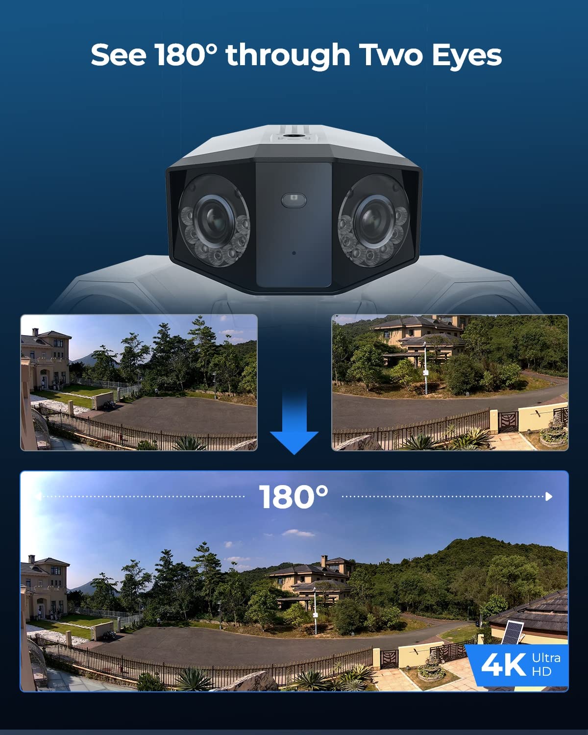 Reolink 4K Floodlight Camera For Poe Security Camera System, Ip Outdoor Camera In 180 Degree Ultra Wide Angle, Human/Vehicle/Pet Alerts, 1800 Lumen Floodlights, Two Way Talk