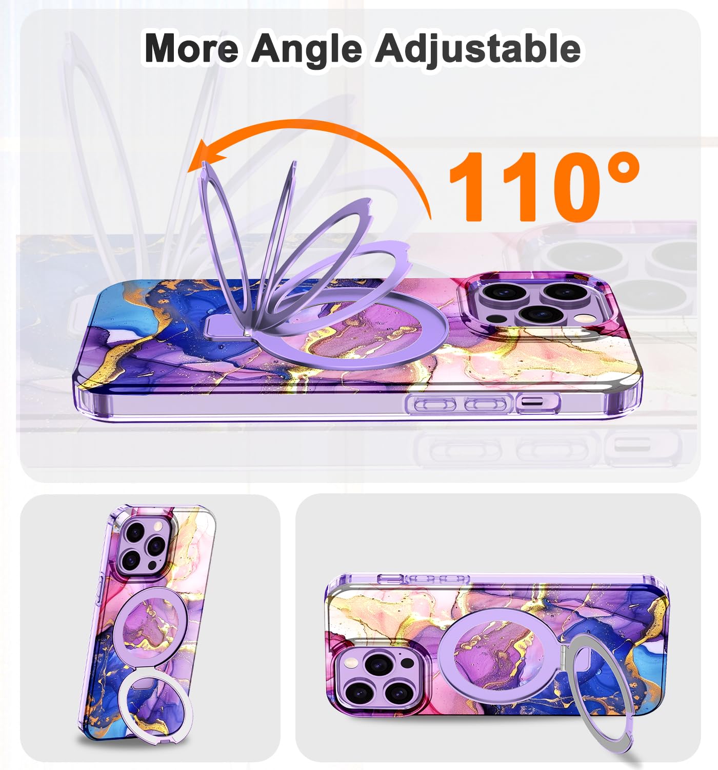 Lamcase For Iphone 14 Pro Max Case With Magnetic Invisible Ring Stand [Compatible With Magsafe], Full Body Rugged Slim Women Men