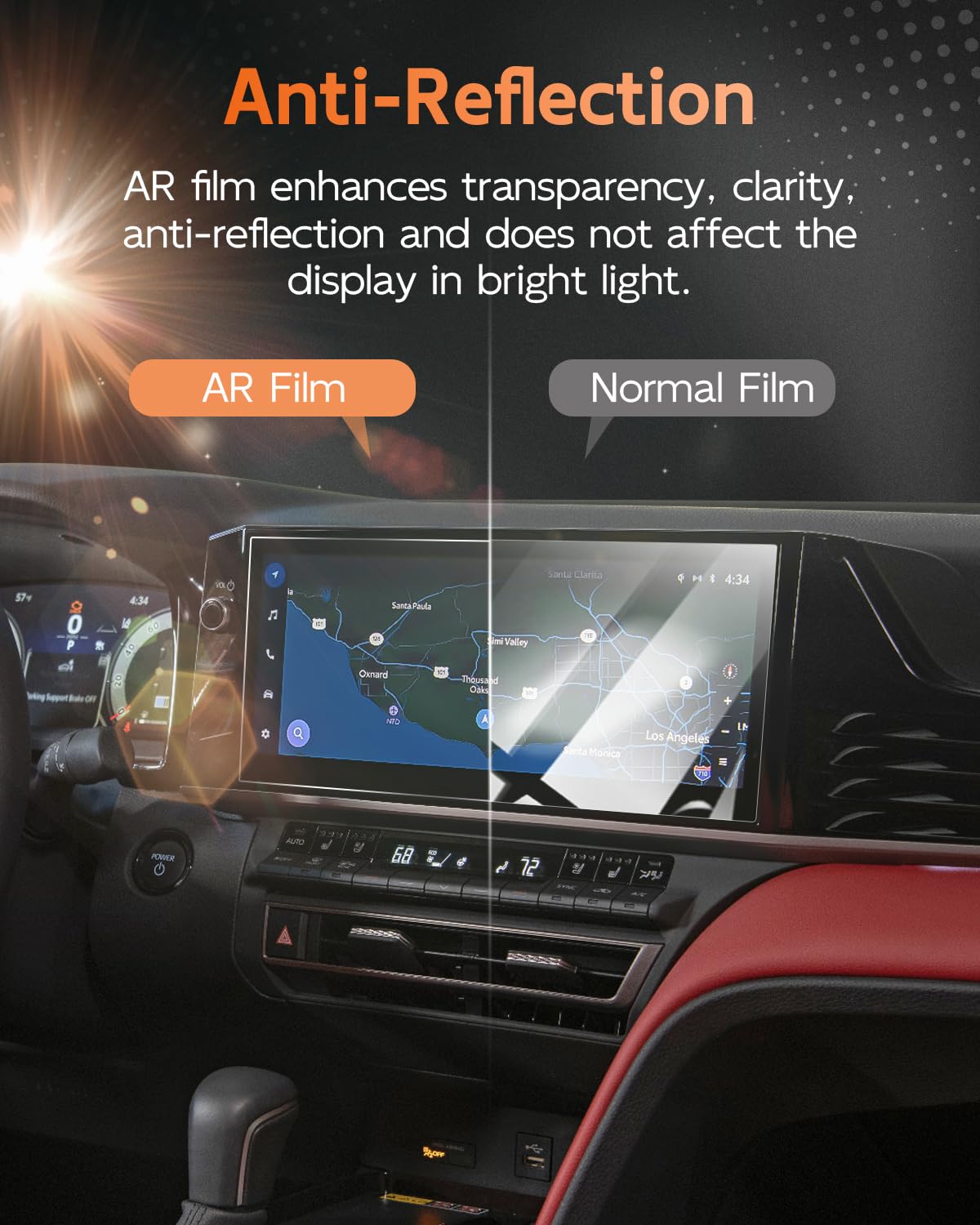 Cdefg (2Pcs) 2025 Camry Anti Reflection Screen Protector For 2025 Toyota Camry (Xle, Xse) 12.3'' Touchscreen Cover For Camry 2025+ Accessories,12.3'' Ultra Clear Anti Glare Ar Film 2Pcs