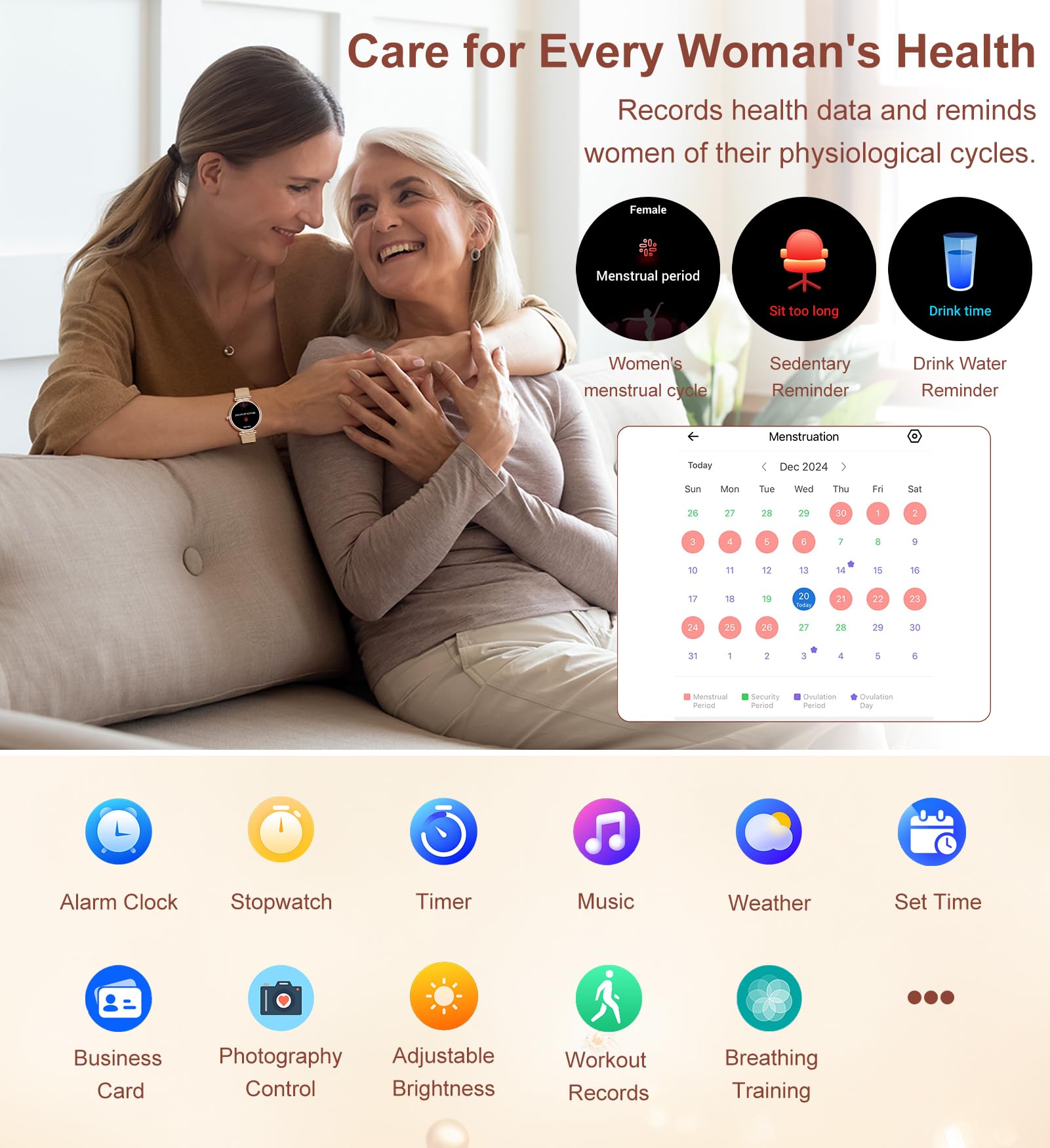 Smart Watch For Women (Answer/Make Calls),1.27 Inch Round Smartwatch With 100+ Sports Modes, Heart Rate/Sleep Monitor Pedometer