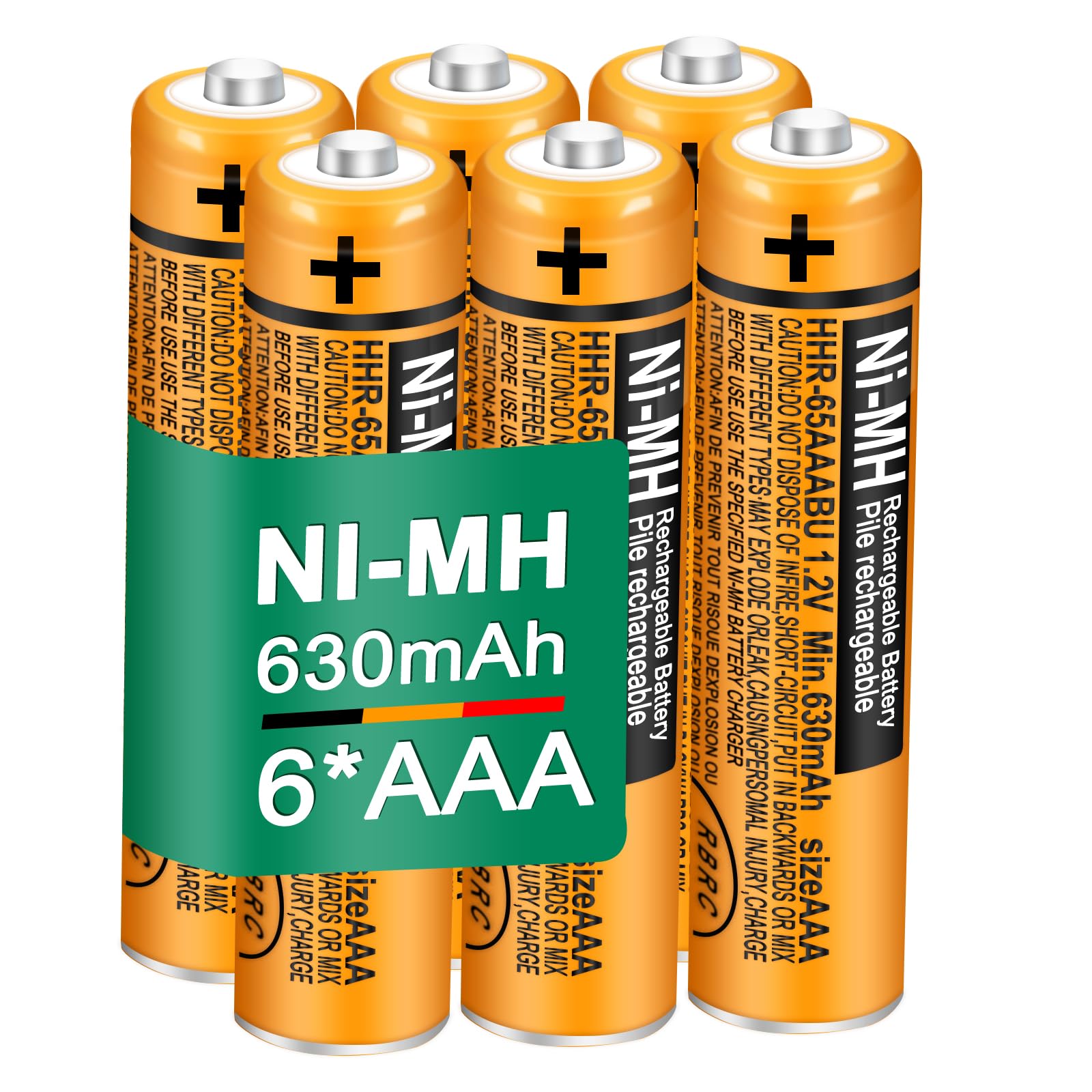 Triangle Power 6 Pack Hhr 65Aaabu Ni Mh Rechargeable Batteries 1.2V 630Mah Aaa Battery For Panasonic Cordless Telephone Batterie