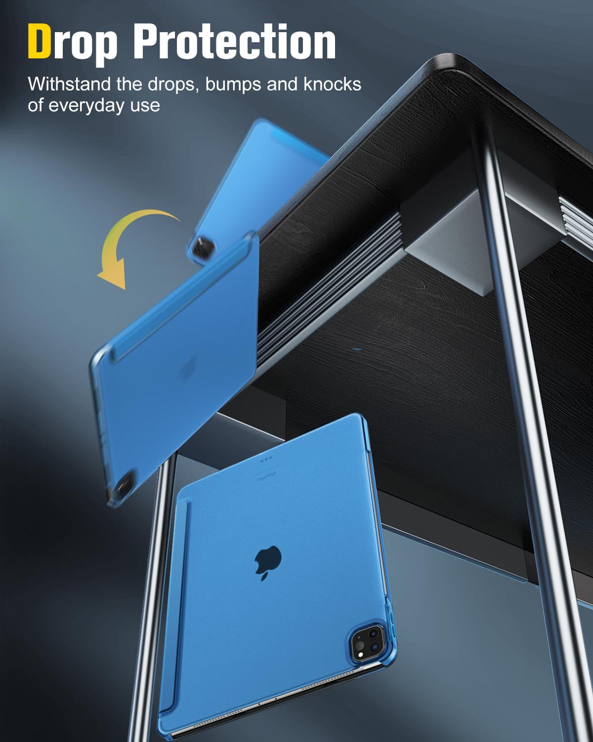 MoKo for iPad Air 13 Inch M2 Case 2024/ iPad Pro 12.9 Case (6th/5th Gen 2022/2021), Slim Smart Shell Translucent Frosted Hard PC Back Cover, Support Touch ID & Pencil Pro/2nd/USB C, Blue Wave