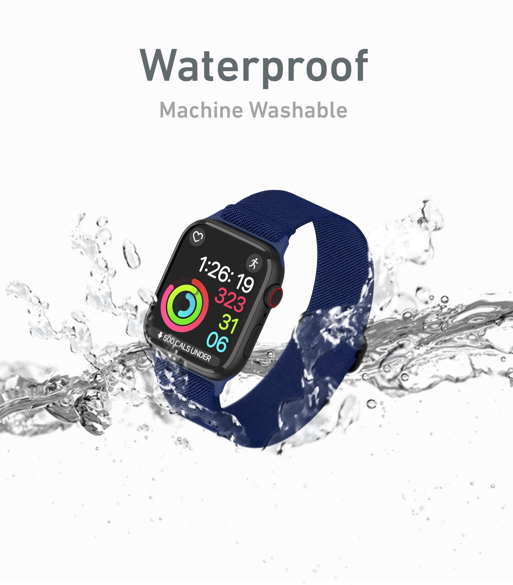 Thunderfit Nylon Smart Watch Band,Compatible With Apple Watch, Adjustable Strap 8 Pack (Charcoal Black, Navy Blue, Army Green, M