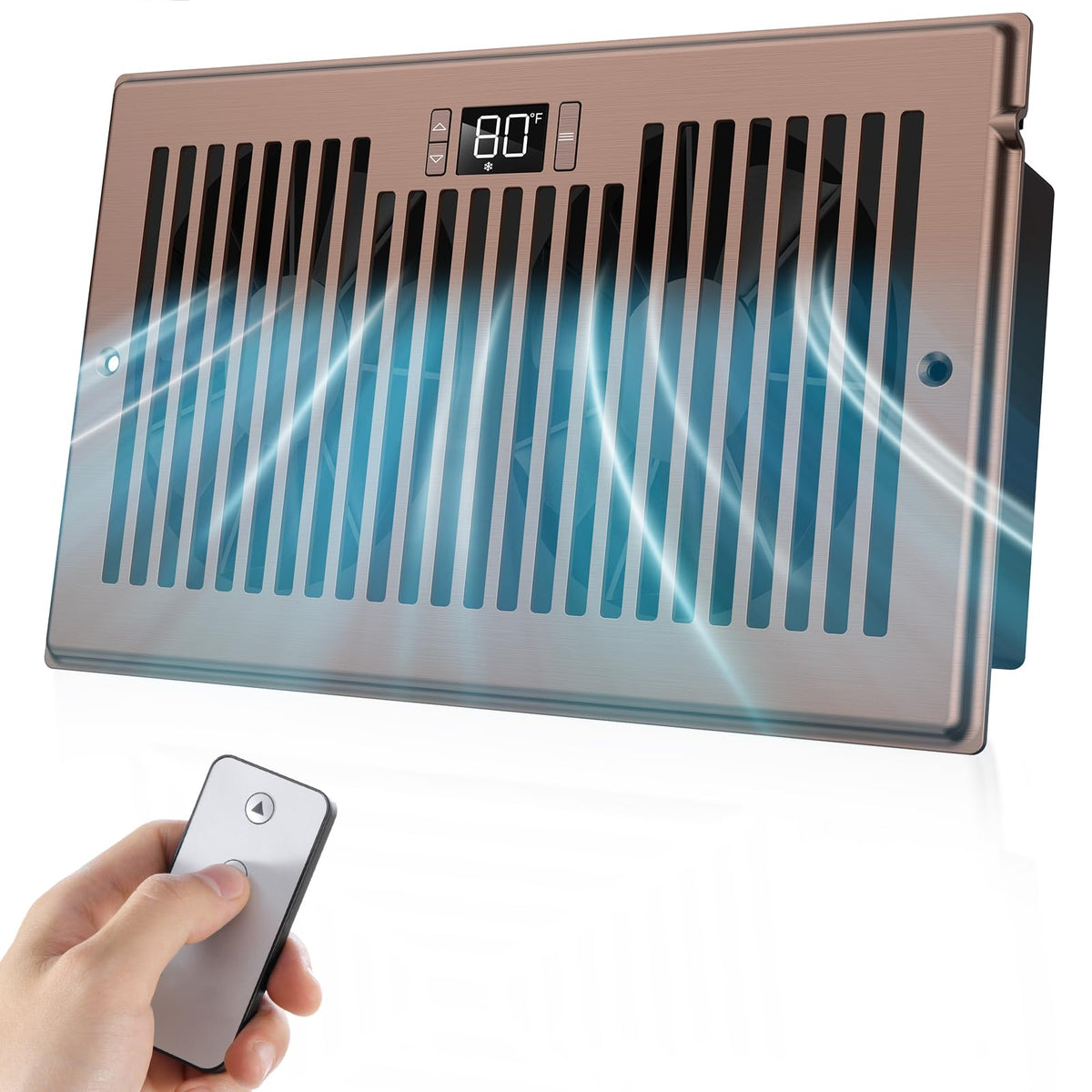 Vellee Quiet Register Booster Fan Fits 6'' X 10'' Register Holes, 10 Speed Control Heating Cooling Ac Vent Booster Fan W/Remote