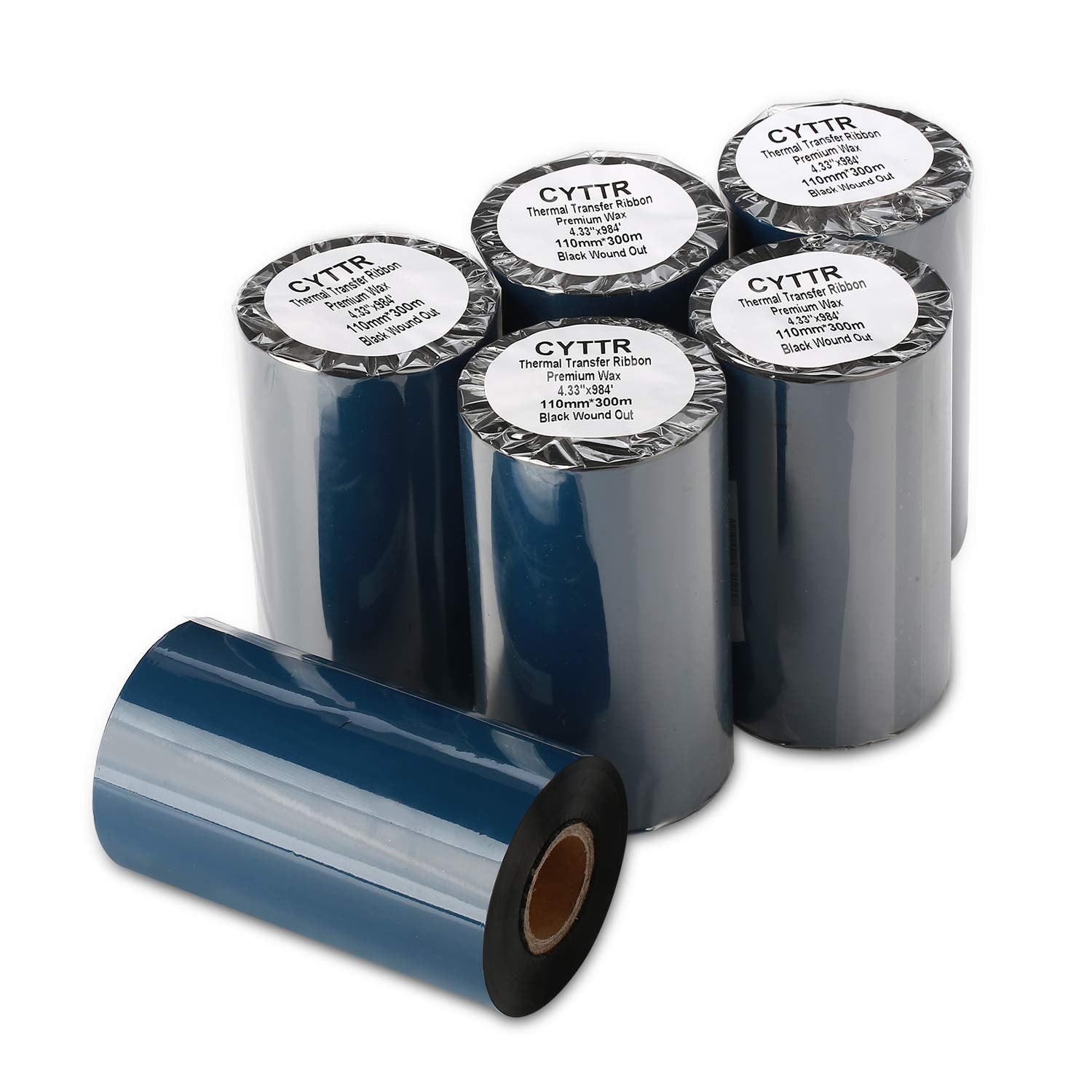 Cyttr Thermal Transfer Ribbon   Premium Resin Enhanced Wax   4.33' X 984' (110Mmx300Mm) 1 Inch Core Ink Outside Compatible For Zebra Datamax Sato Tt Printers (1 Roll)