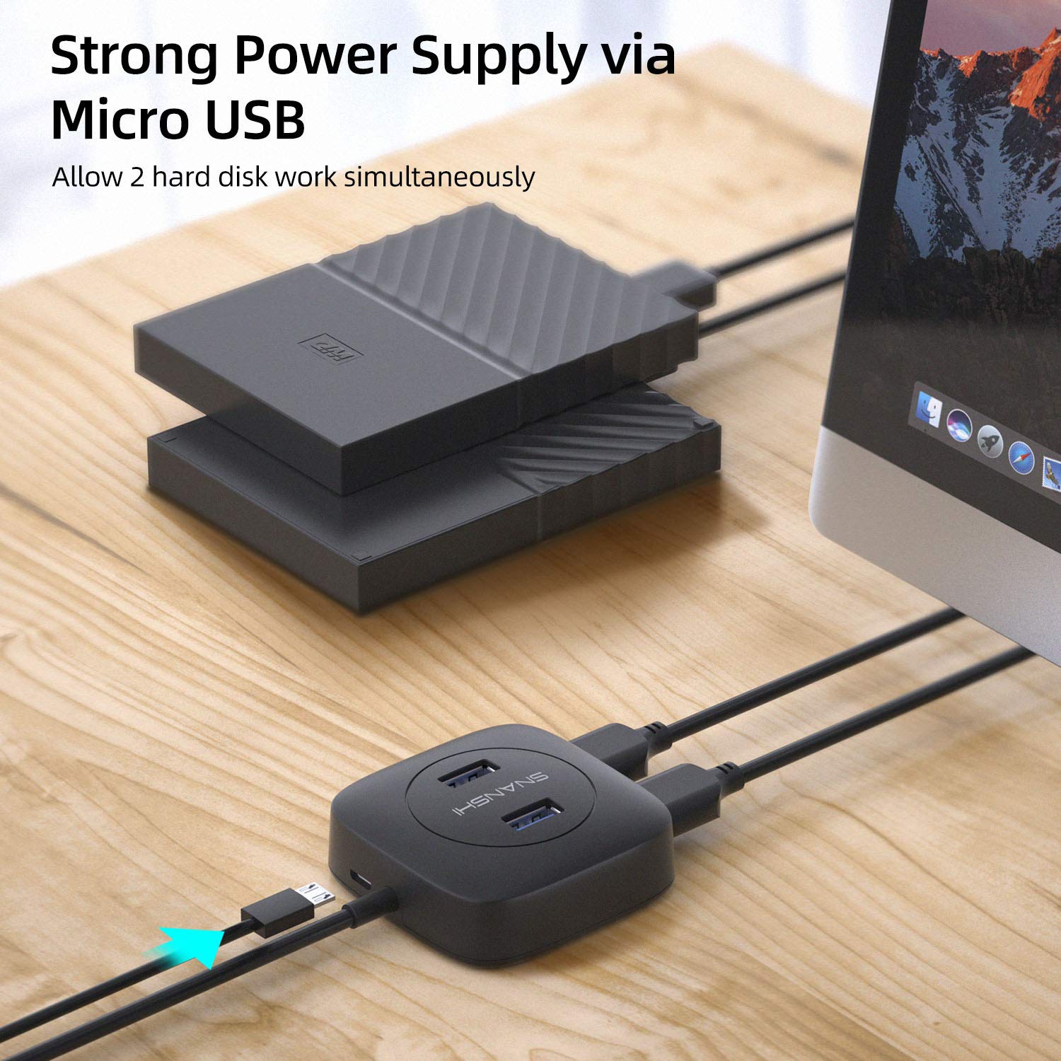 Usb C To Usb Hub, Snanshi Usb C To Usb Hub 4 Ports Usb Type C To Usb 3.0 Hub Adapter With 1.5 Ft Extended Cable Usb C To Usb Ada