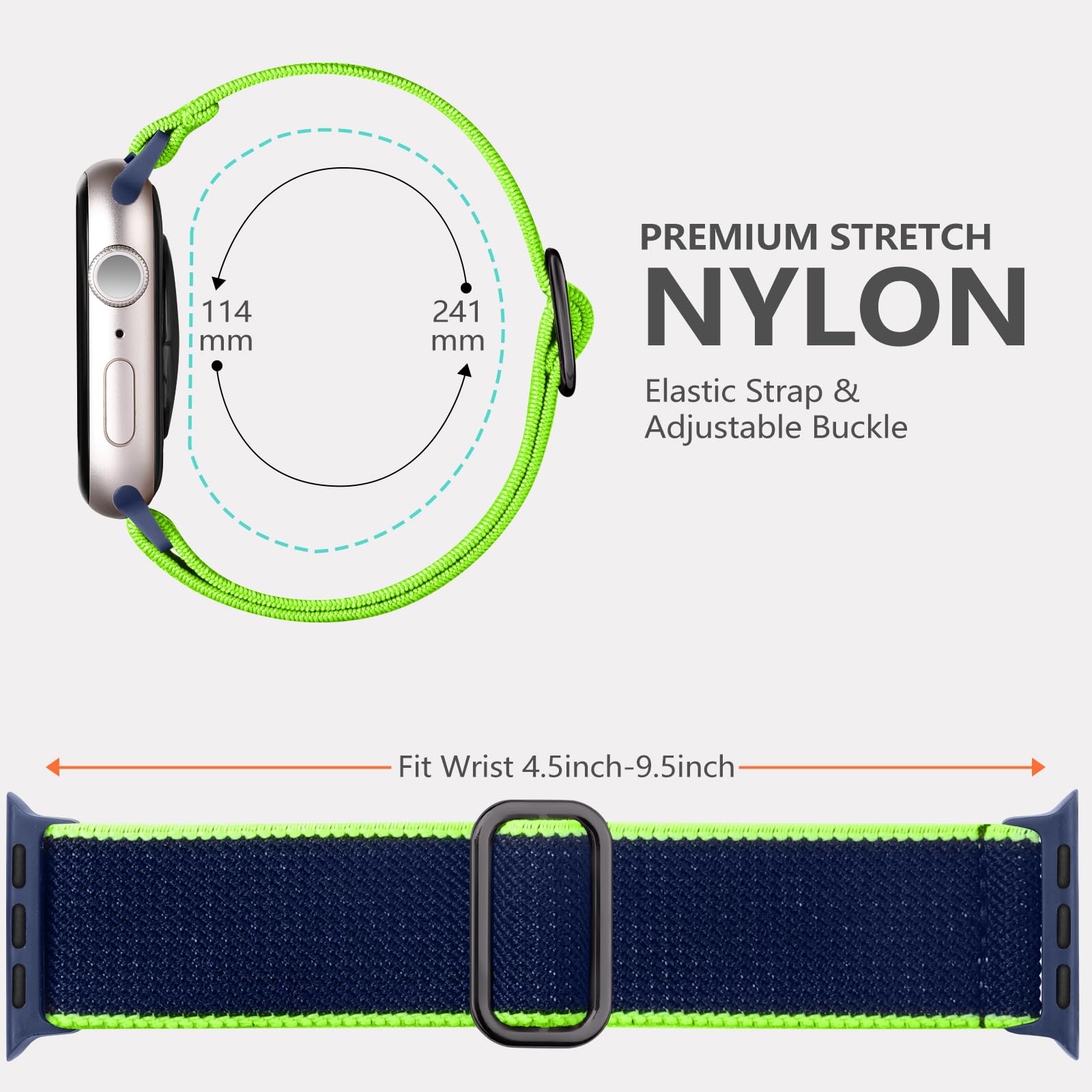 Maledan Stretchy Nylon Band Compatible With Apple Watch Ultra 2 Band/Apple Watch Ultra 49Mm 45Mm 44Mm 42Mm 41Mm 40Mm 38Mm, Soft