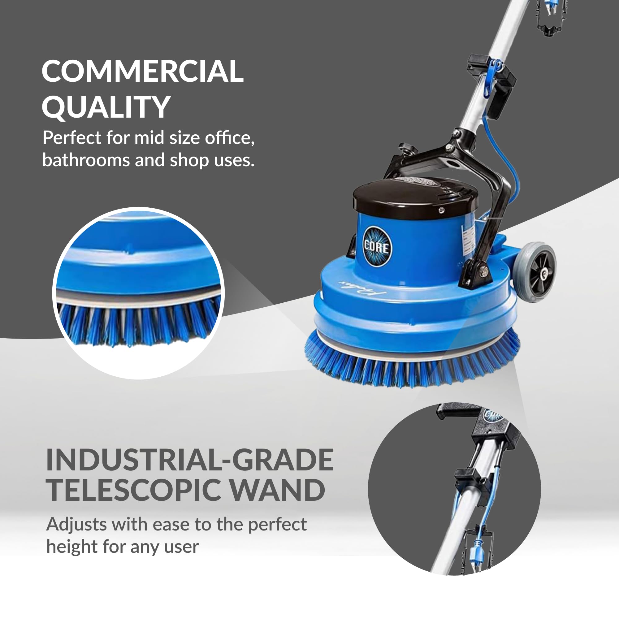 Prolux Core Heavy Duty Single Pad Commercial Polisher, Floor Buffer Machine, Scrubber, 15 Inch Commercial Duty