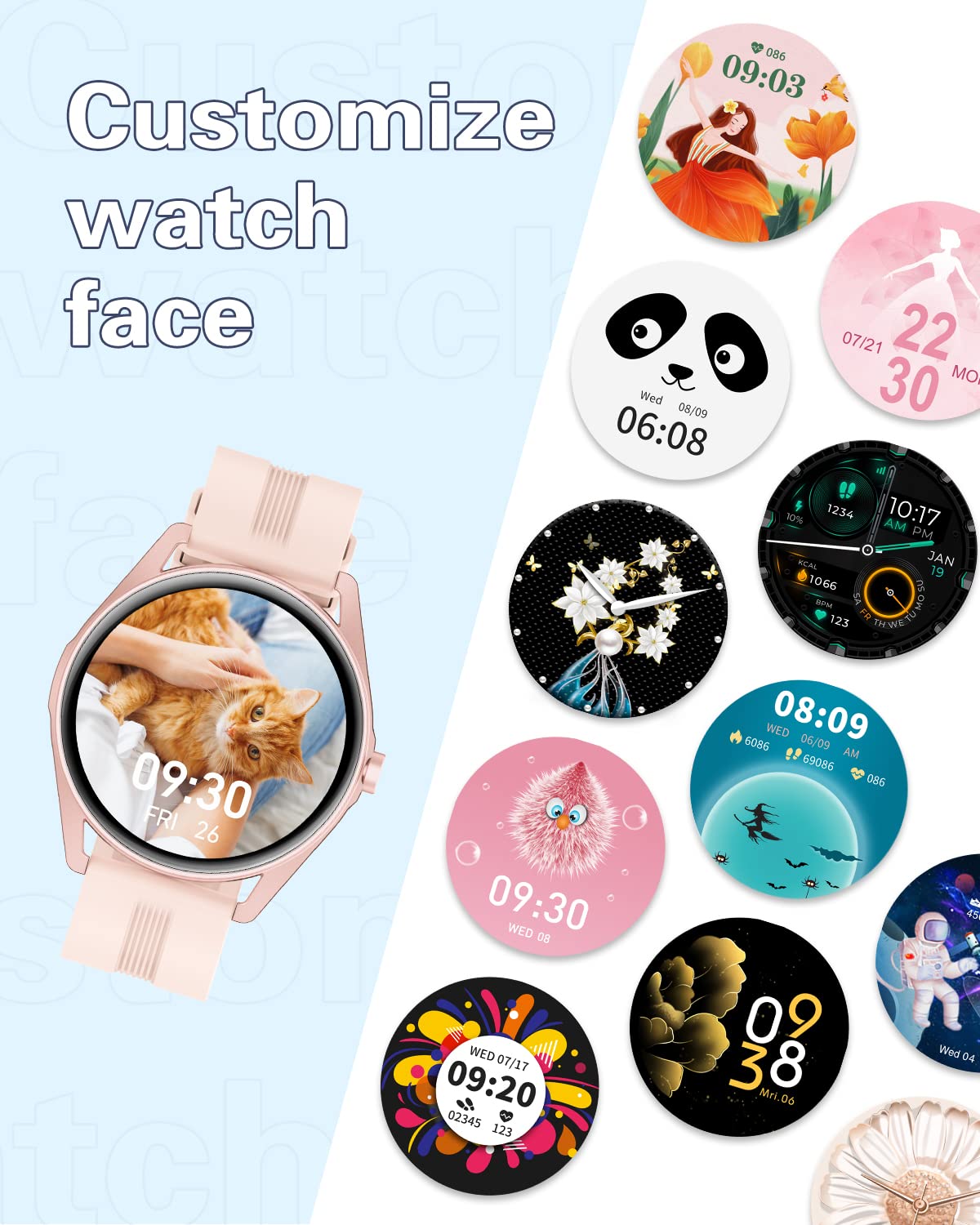 Huakua Smart Watches For Women Men (Answer/Make Calls) Compatible With Iphone/Android Phones, Round Smartwatch Digital Watch Fit