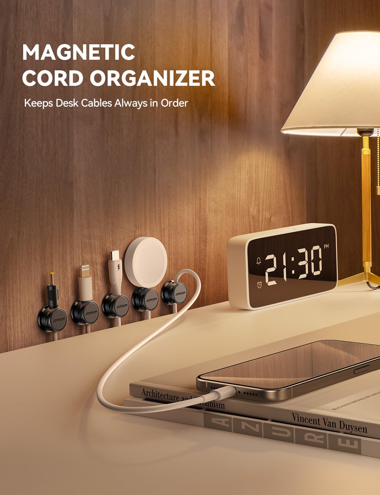 9 Pack Cable Management Cord Organizer, Joyroom Magnetic Cable Clips Adhesive Wire Holder Keeper, Under Desk Cord Hider For Nigh