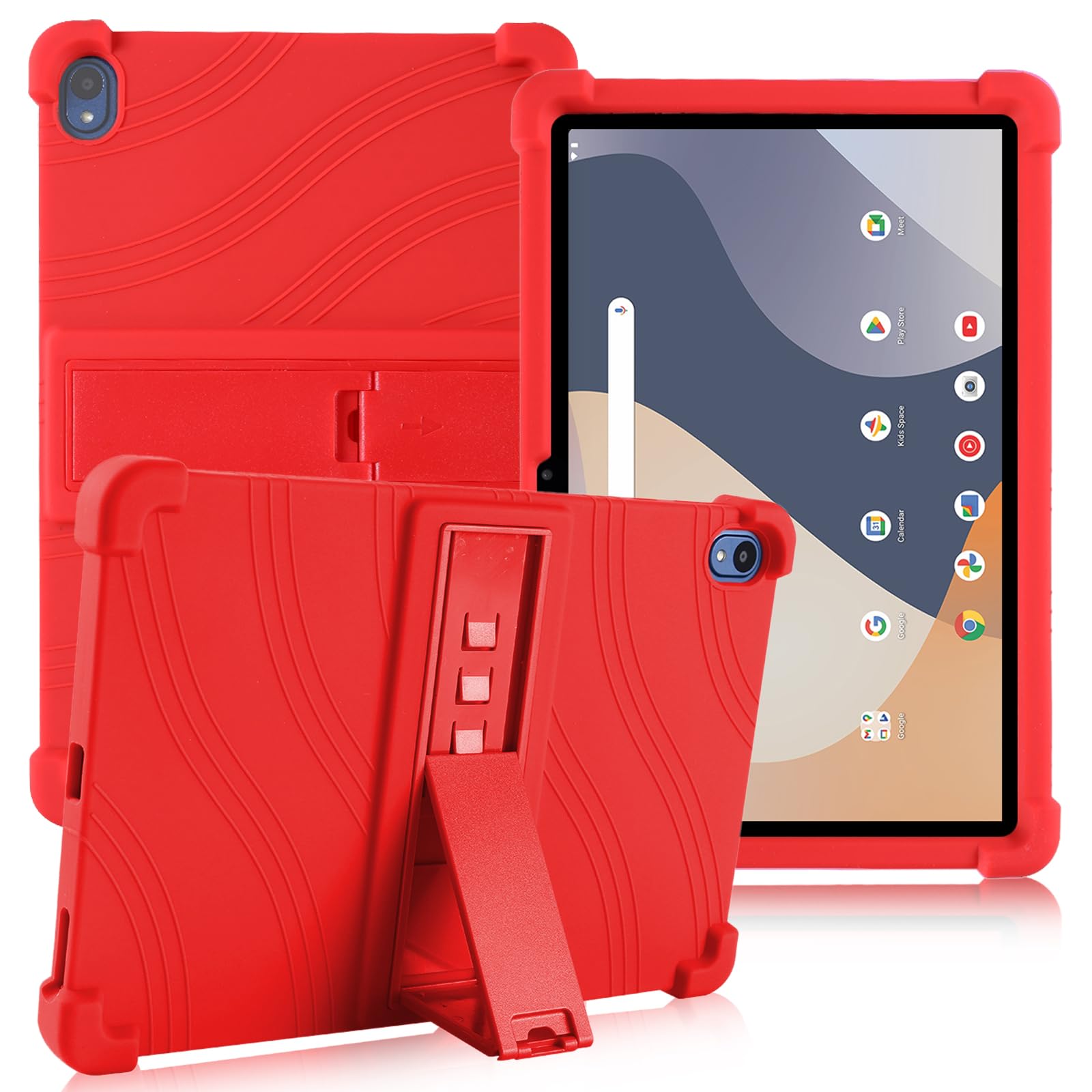 Atooz For Walmart Onn 10.1 Tablet Case 2024,Soft Silicone Case For Onn 10.1 Gen 4 Tablet With Stand (Model: 100135925) (Red)