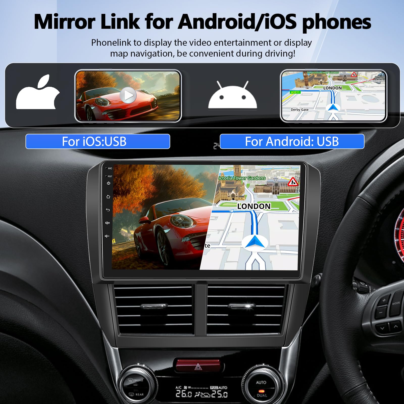 Unitopsci Car Radio For Subaru Forester 2008 2012 Car Mp5 Player With Carplay Android Auto Bluetooth Car Radio 9 Inch Hd Touchsc